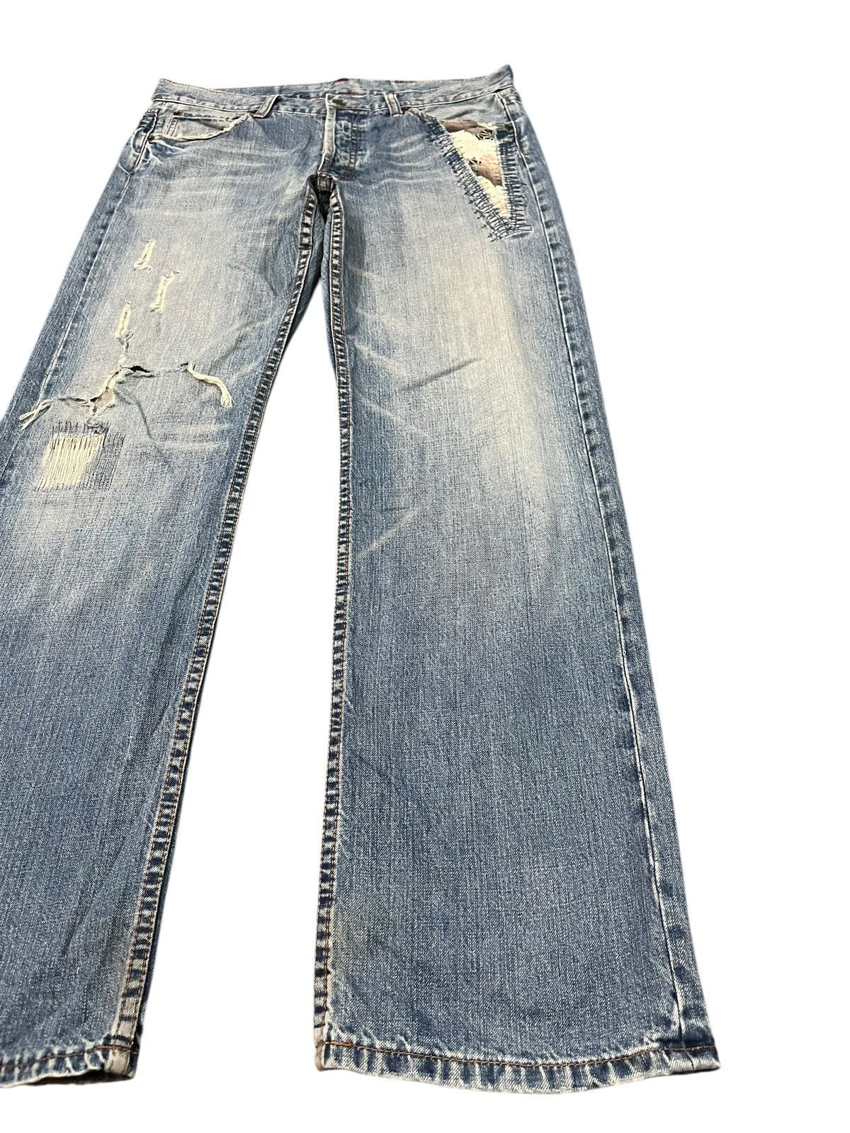 Japanese Brand Vintage Takeo Kikuchi Patchwork Sashiko Denim Size US 34 / EU 50 - 3 Thumbnail