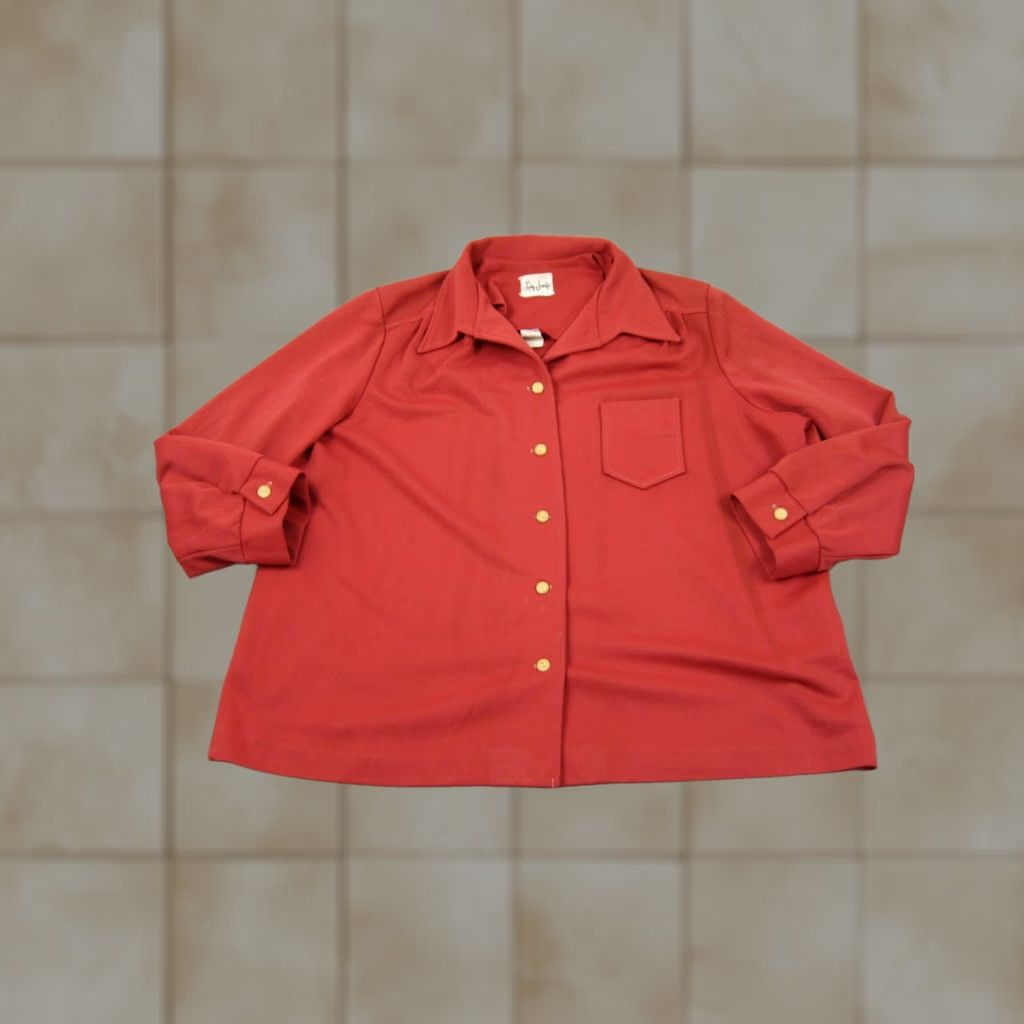 Etro VINTAGE Lady Jennifer Shirt Womens 26.5 Red Leisure Retro 60s 70s USA Size 4XL / US 24-26 - 1 Thumbnail