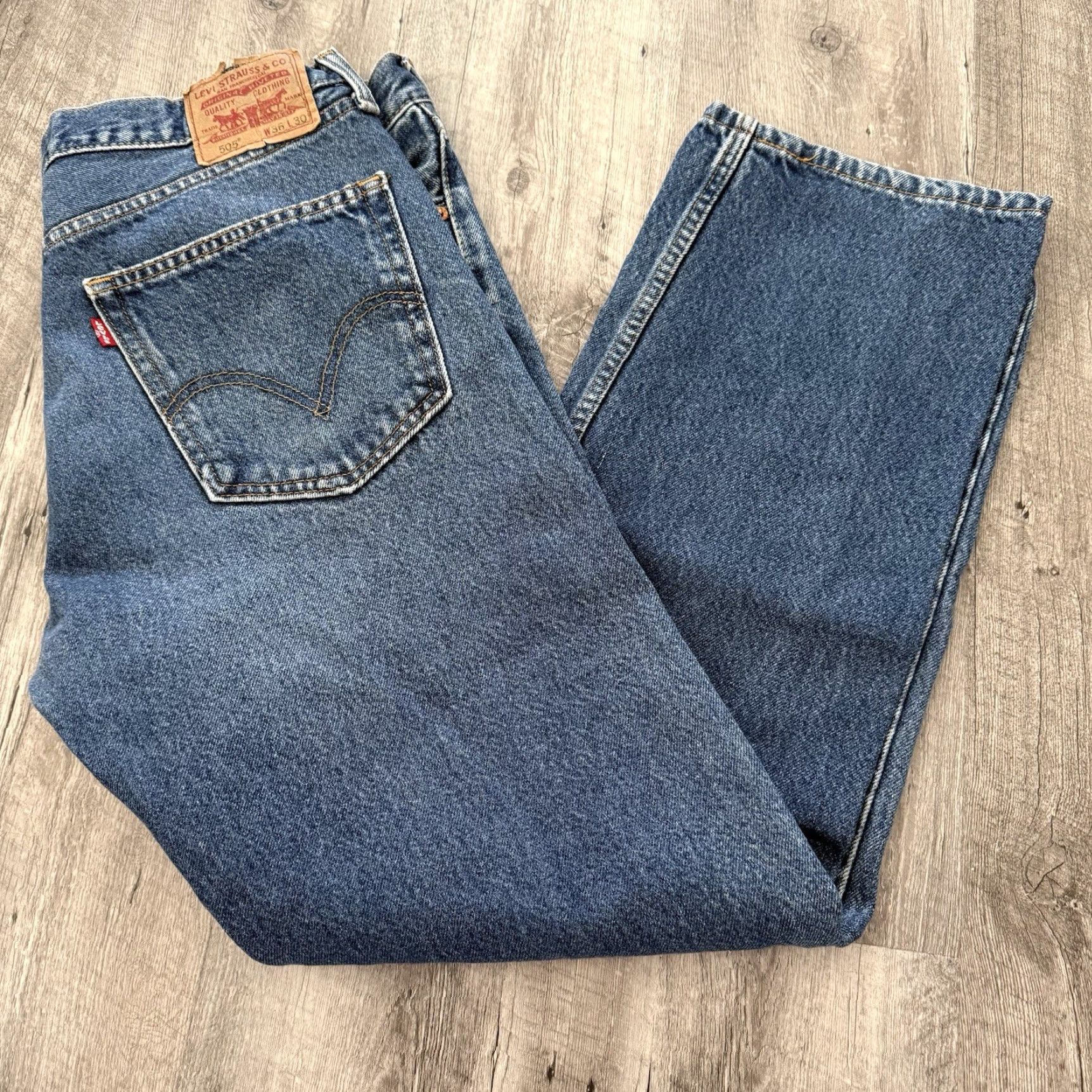 Levi's Levi's 505 Jeans Mens 36x30 Blue Distressed 5-Pocket Denim Regular Straight Red Tab Casual Comfortable Classic USA Brand Mens Size US 36 / EU 52 - 5 Thumbnail