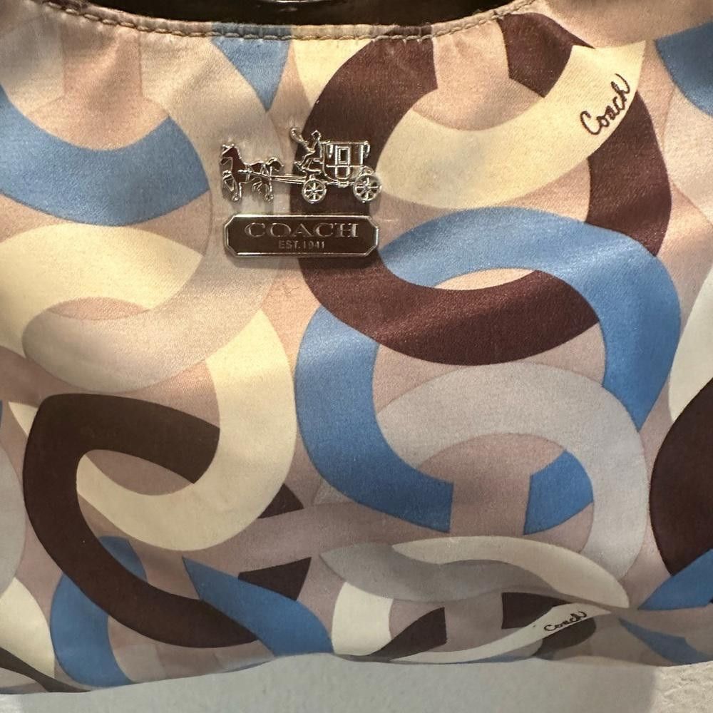 Coach COACH Madison Chain Link Satin Maggie Hobo Blue/Brown Size ONE SIZE - 4 Thumbnail