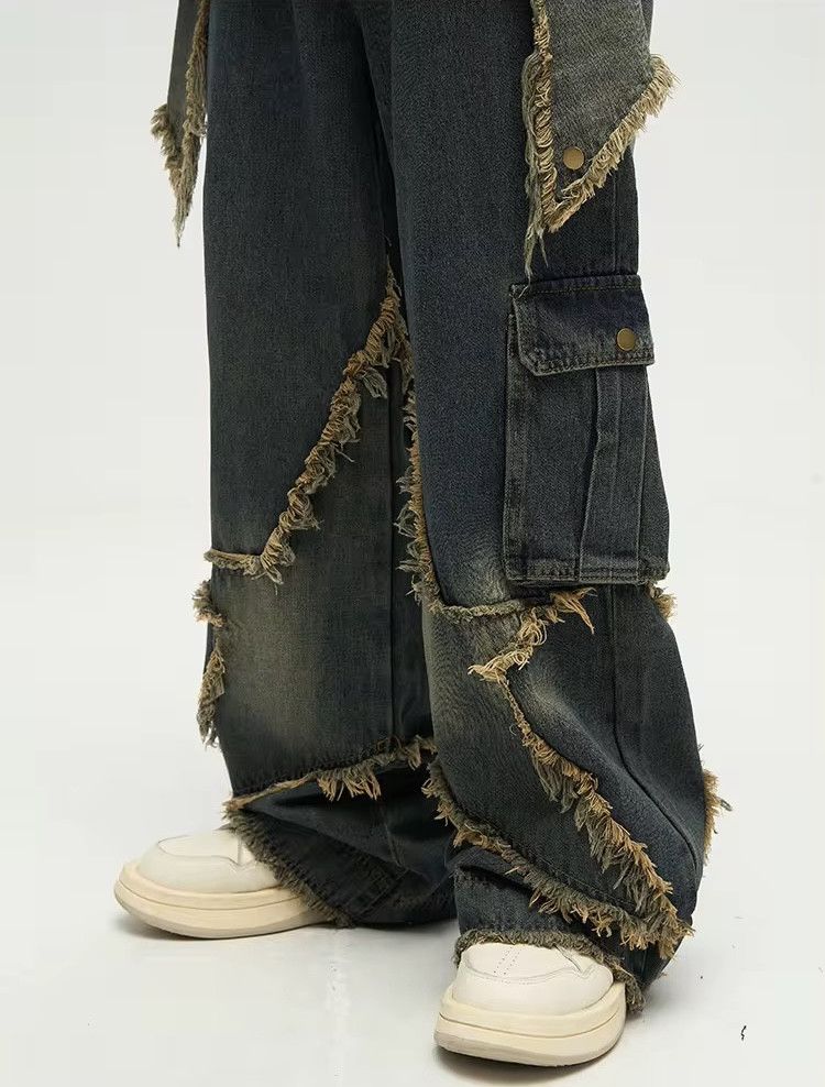 Designer Star Contrasting Splicing Men Jeans Size US 31 - 7 Thumbnail