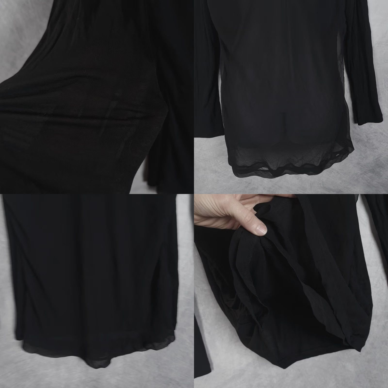 Vintage RENE LEZARD Tunic Women 42 Black Sheer Cowl Neck Lyocell Silk Flowy Tunic Size M / US 6-8 / IT 42-44 - 9 Thumbnail