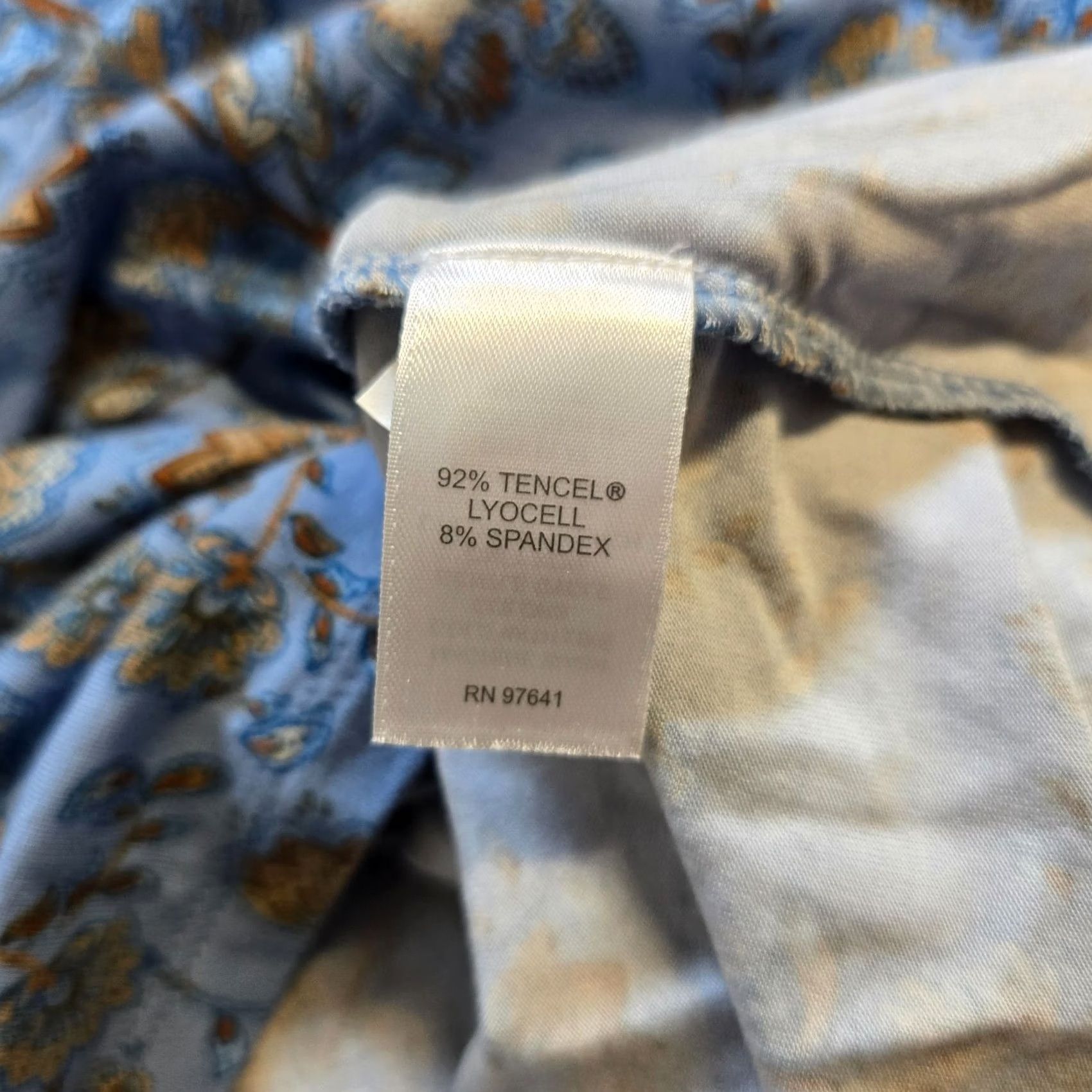 J. Jill J Jill Top Womens Medium Blue Floral Tencel Long Sleeve Stretch Casual Soft Blouse Size M / US 6-8 / IT 42-44 - 7 Thumbnail