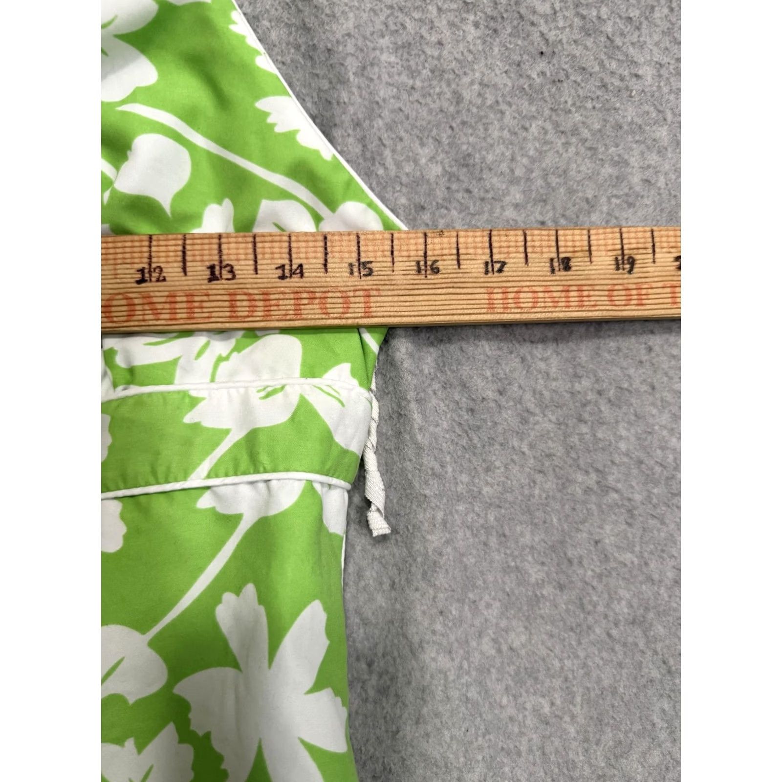 Vintage Tropical Hawaiian Dress Womens M Green Floral Halter Empire Sundress Reversible Size M / US 6-8 / IT 42-44 - 7 Thumbnail