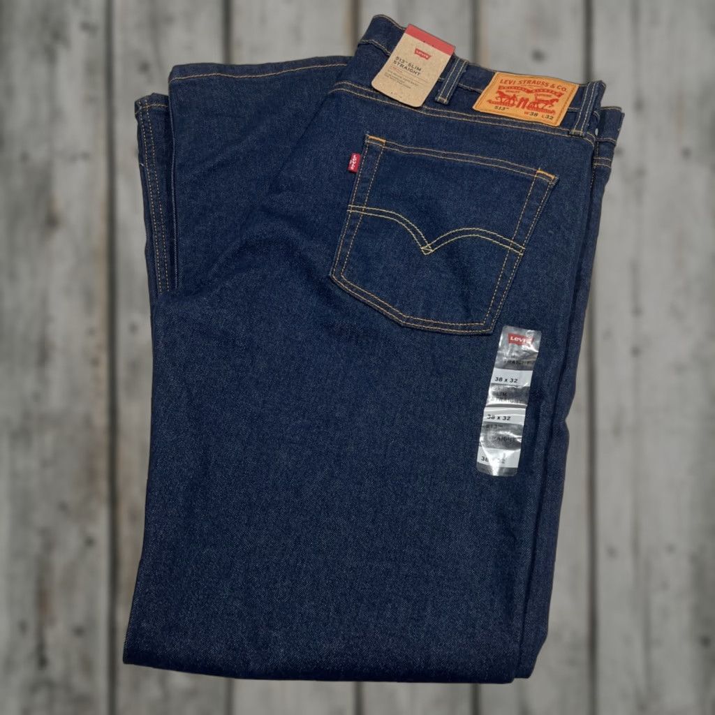 Levi's Levi’s 513 Slim Straight Jeans Men’s 38x32 Dark Blue Cotton NWT Denim 5-Pocket City Retro Classic Logo Size US 38 / EU 54 - 1 Thumbnail