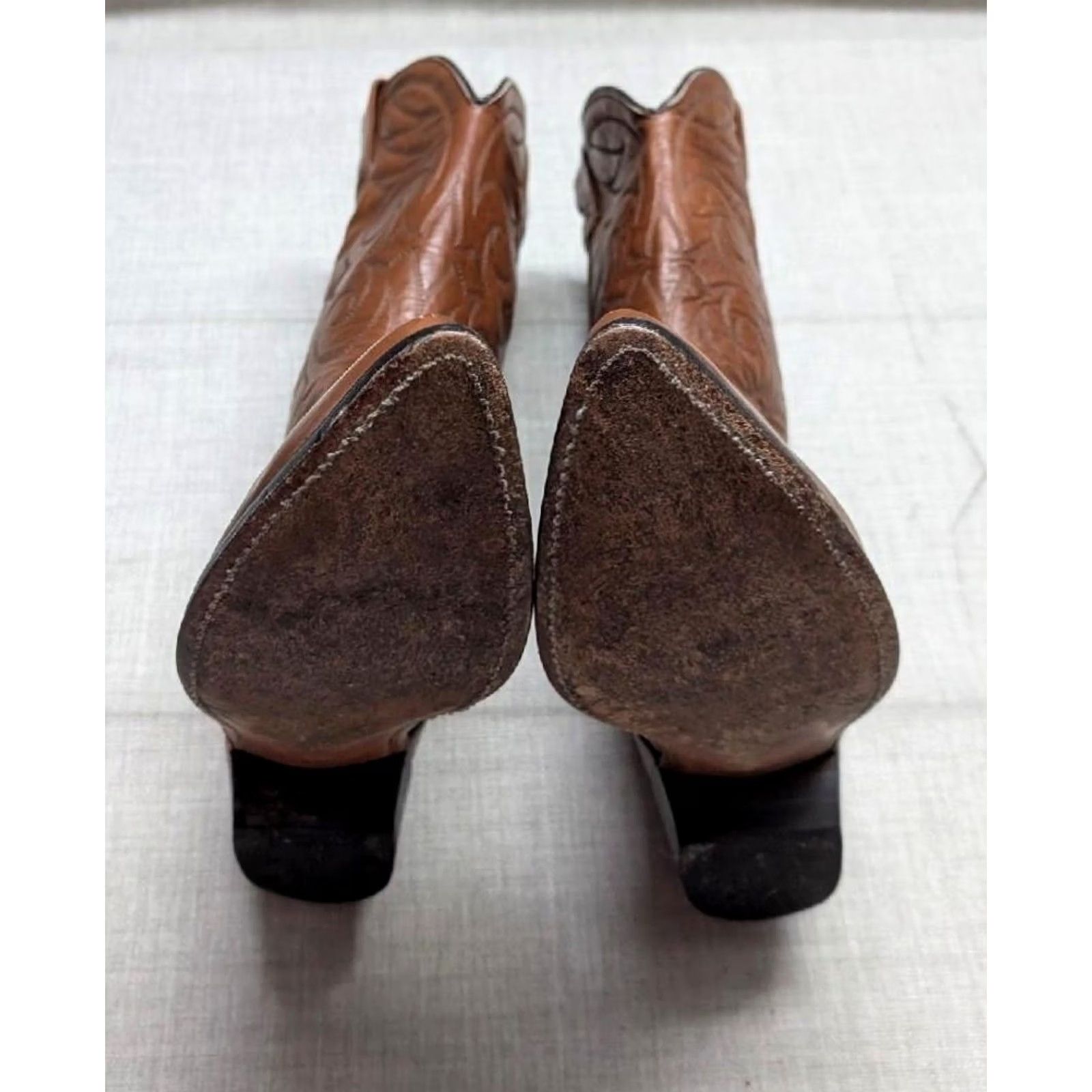 Dan Post VINTAGE Western leather COWBOY BOOTS Dan Post Mens 9 D Brown Leather 14" tall Mens Boots 1980s Size US 9 / EU 42 - 7 Thumbnail