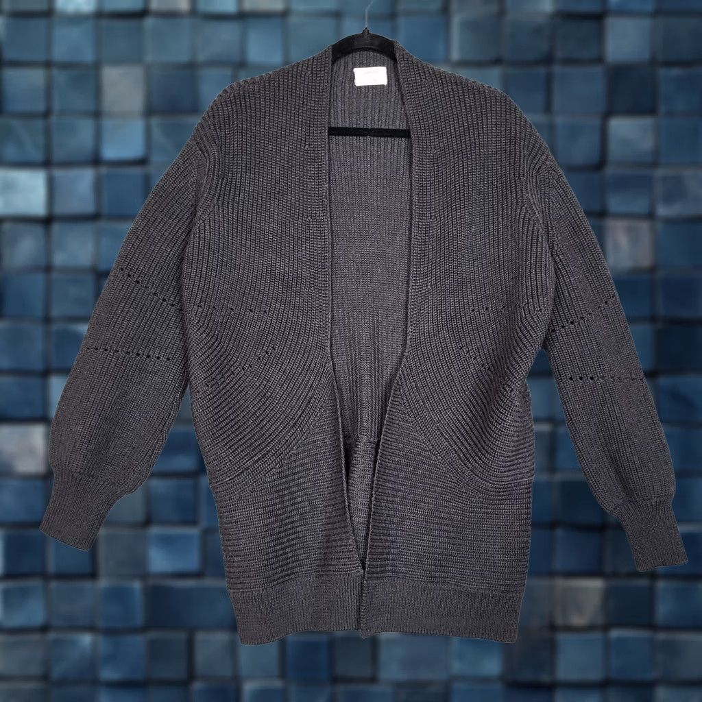 Vintage Wilfred Women’s black heavy knit open front 100% Merino wool cardigan Size S Size S / US 4 / IT 40 - 1 Thumbnail