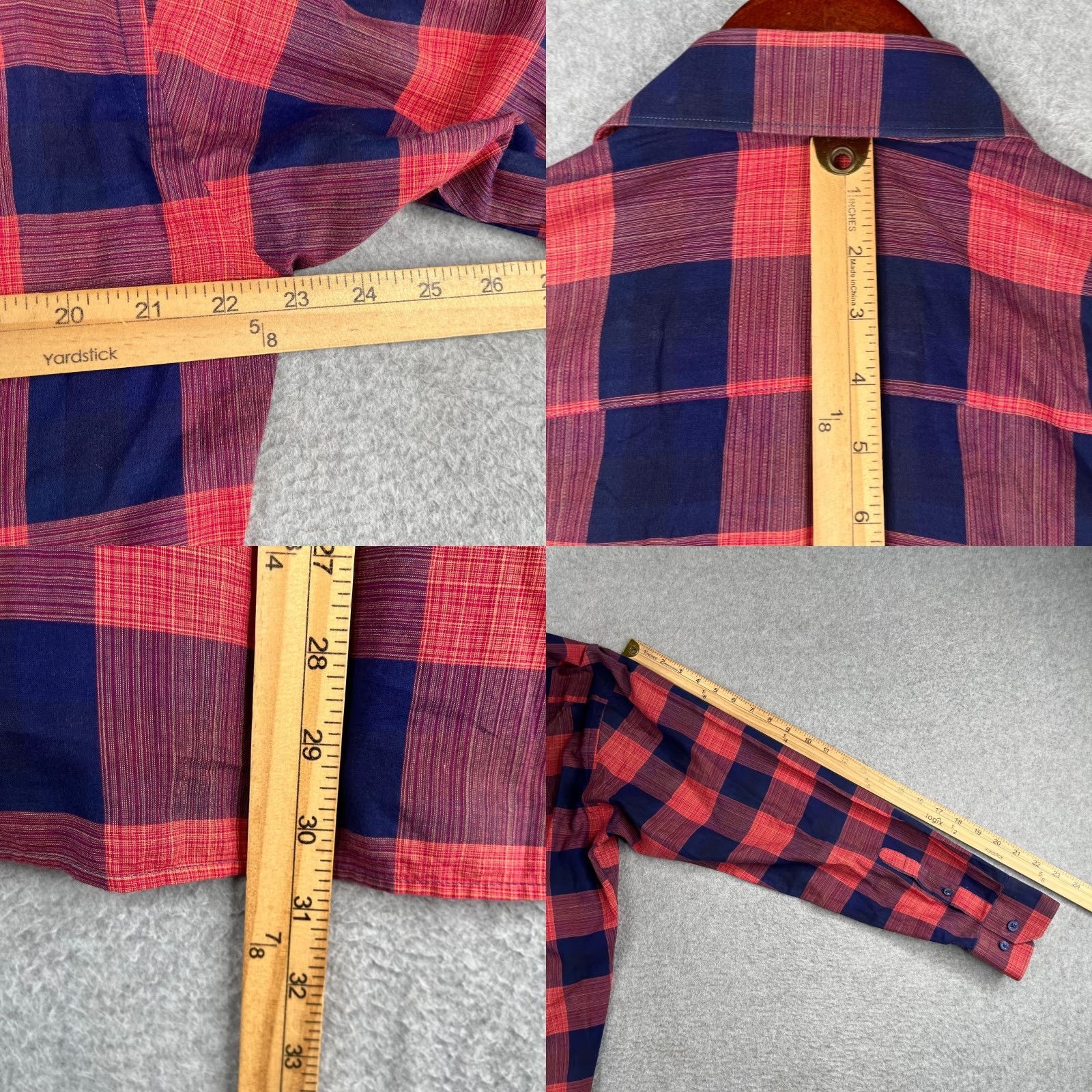 Jared Lang Jared Lang Shirt Large Navy Pink Check Casual Button Up Long Sleeve Mens Size US L / EU 52-54 / 3 - 8 Thumbnail