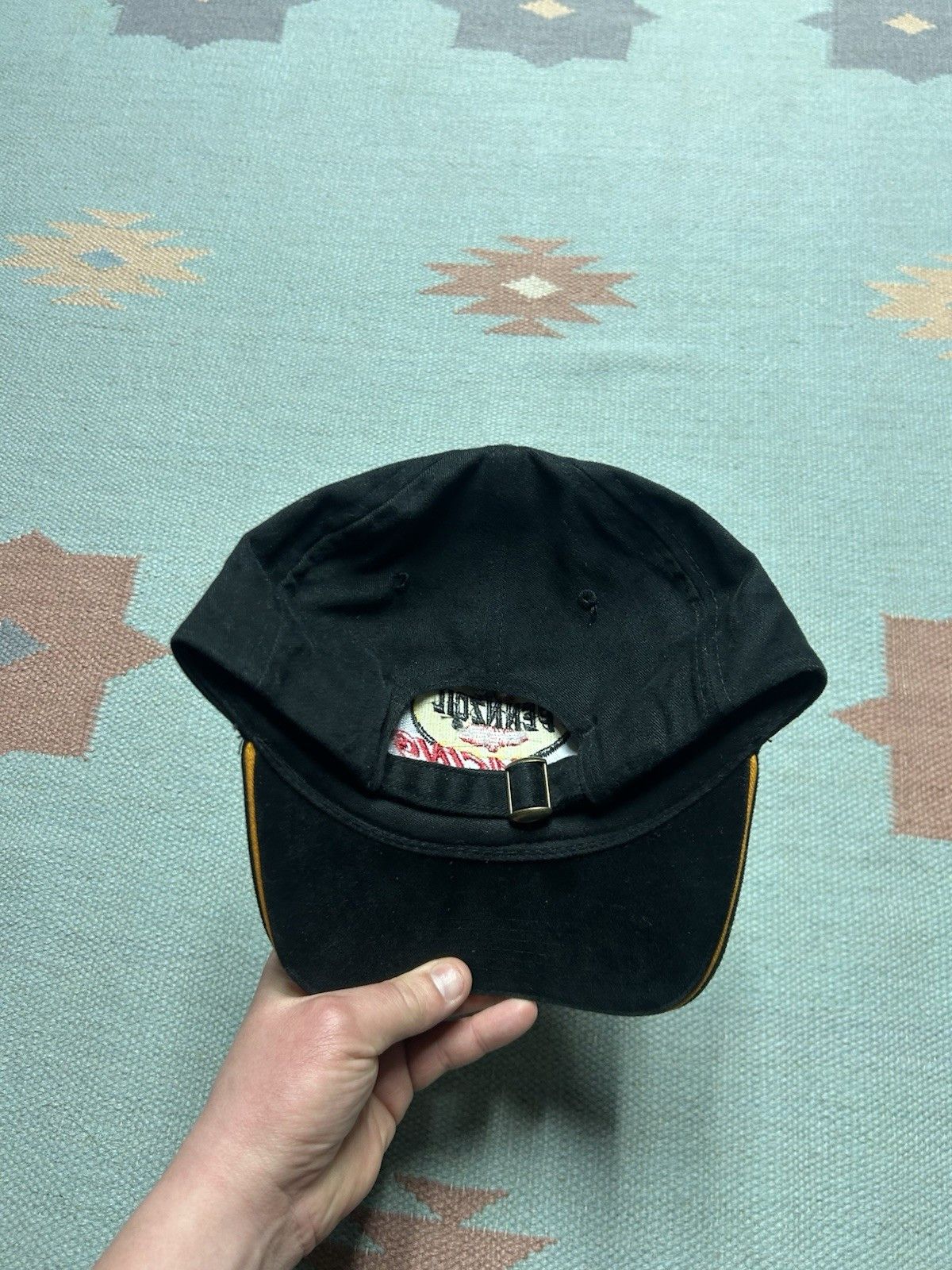 Vintage Vtg strapback hat Pennzoil Racing logo nascar black cotton Size ONE SIZE - 4 Thumbnail