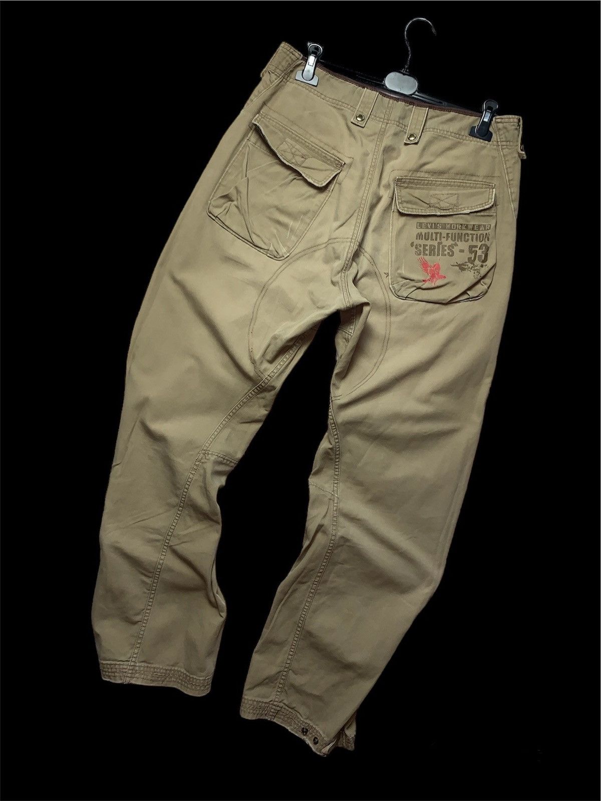 image of Levis Cargo Joggers Vintage Pants Multi Pocket Size 34 in Beige, Men's