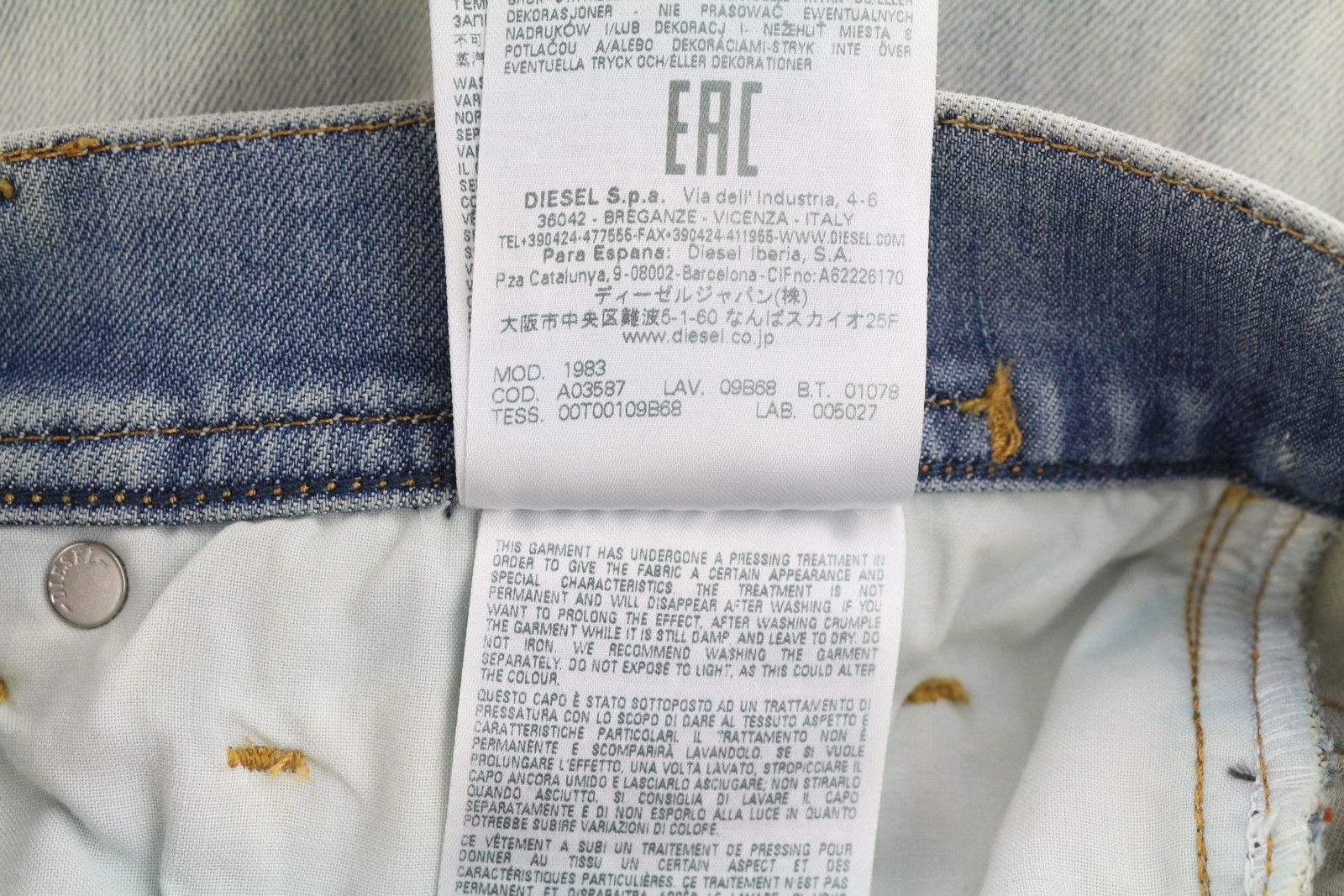 Diesel 1983 09B68 W30/L34 Blue Skinny Faded Distressed 85410 Size US 30 / EU 46 - 10 Thumbnail