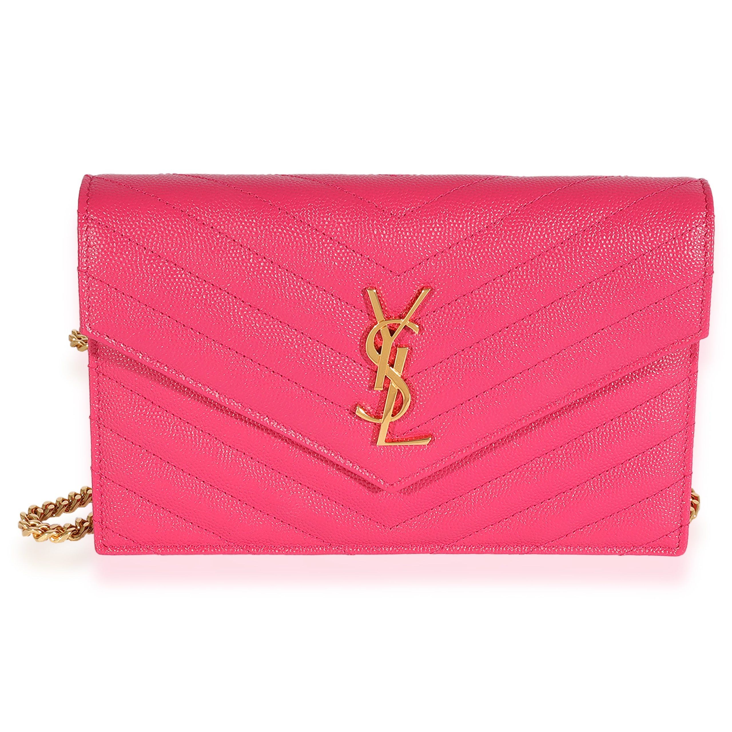 image of YVES Saint Laurent Pink Monogram Chain Wallet, Women's
