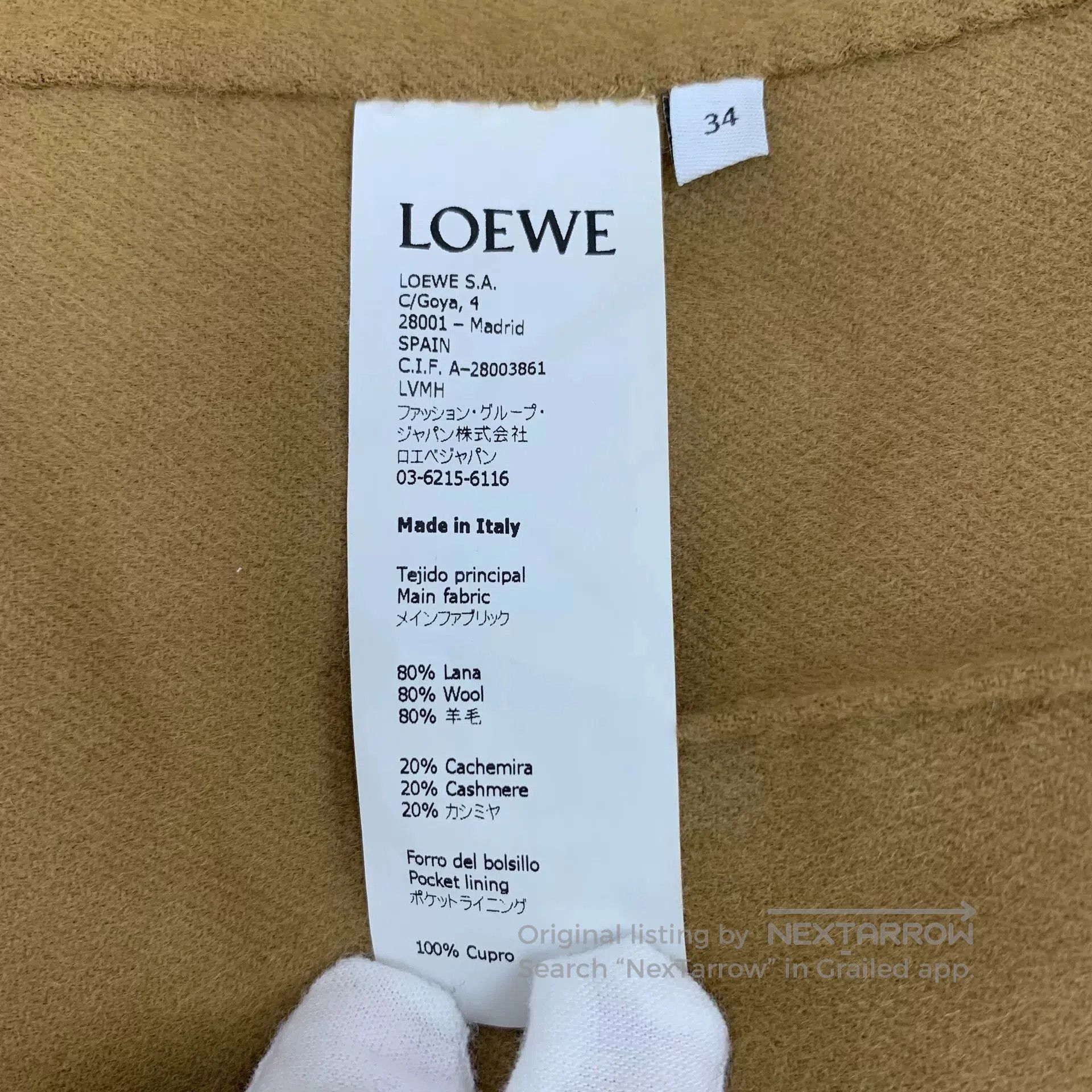 Loewe Loewe Brown Wool Collar Long Coat. Size XXS / US 00 / IT 34 - 7 Thumbnail