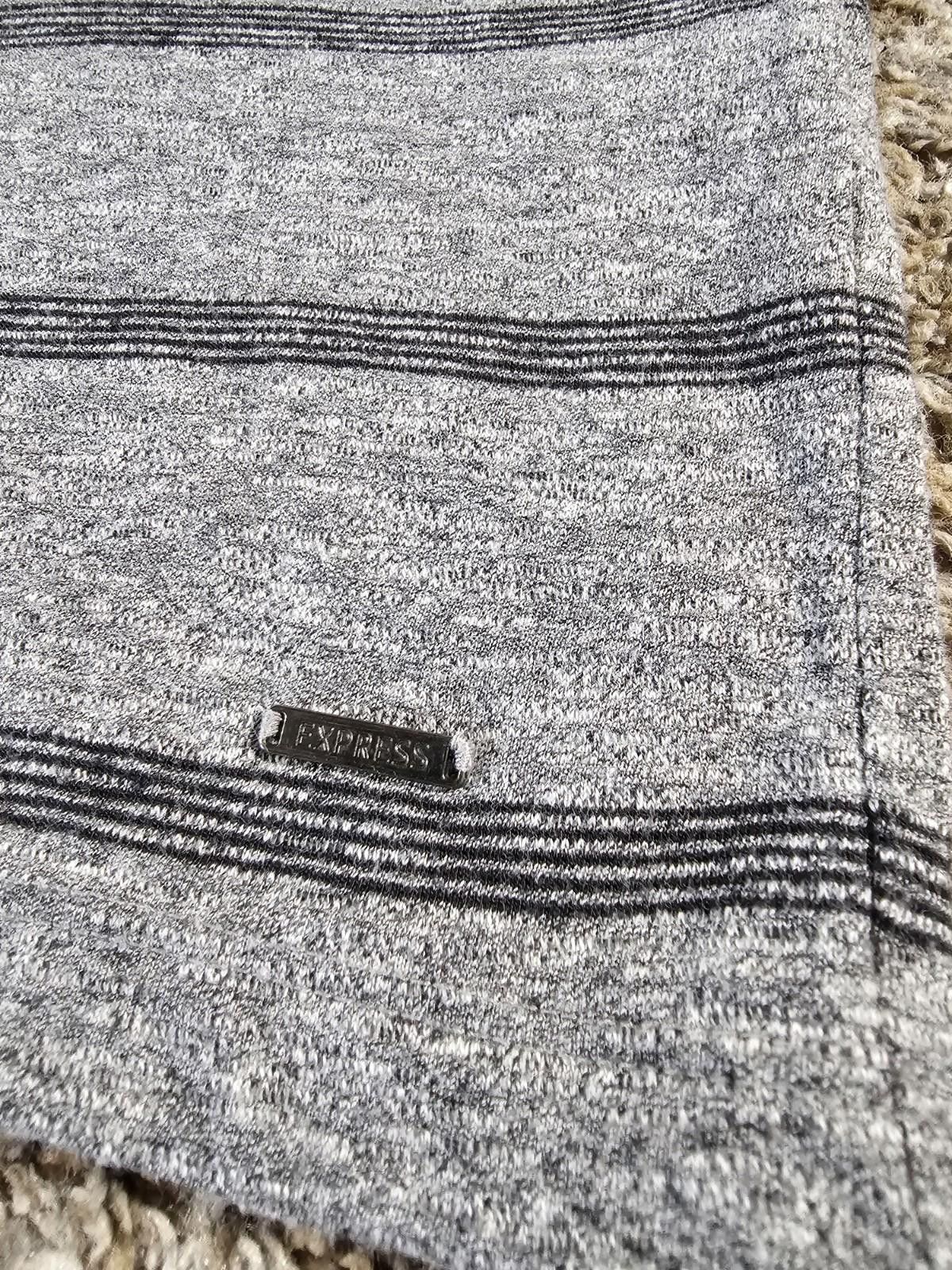 Express Express Gray Vneck Tshirt Mens Medium Striped Size US M / EU 48-50 / 2 - 2 Thumbnail