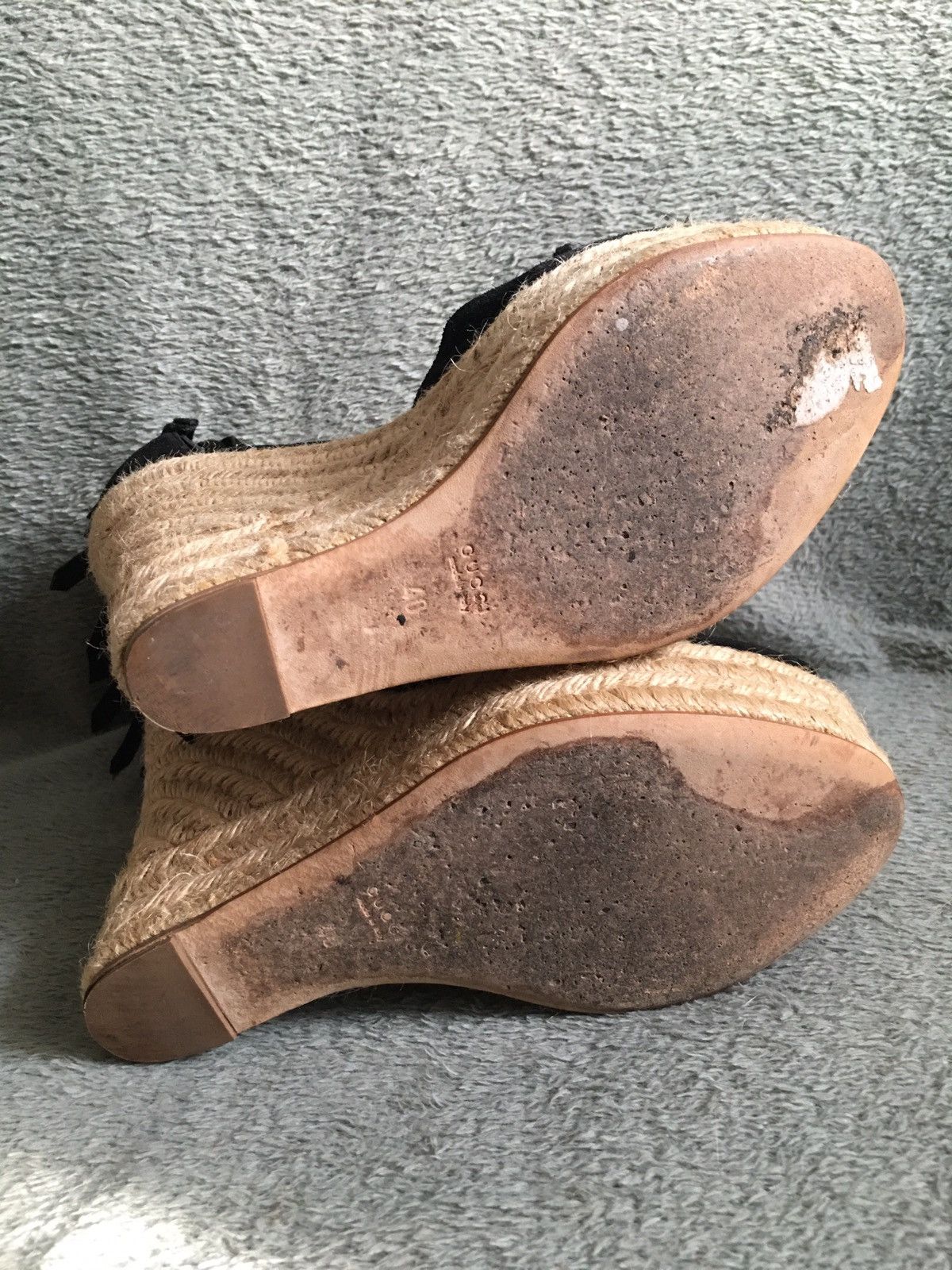 Gucci GUCCI Espadrilles Black Suede Wedge Sandals EU40 Size US 10 / IT 40 - 14 Thumbnail