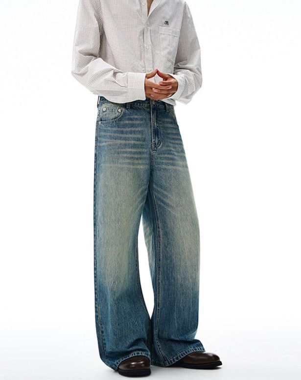 Vintage American whiskered men's straight-leg wide-leg baggy jeans Size US 32 / EU 48 - 5 Thumbnail