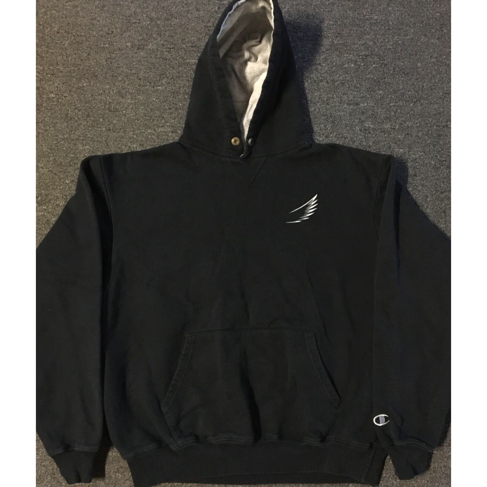 Champion VINTAGE Champion Hoodie L Black Spread Your Wings Mens 90s Grunge Sports Logo USA Baseball Football School University Size US L / EU 52-54 / 3 - 2 Thumbnail