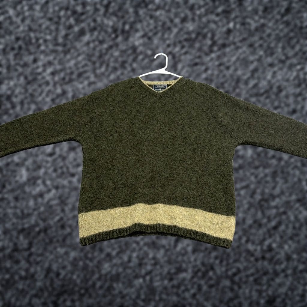 American Eagle Outfitters VINTAGE American Eagle Sweater Mens M Green Striped Wool V-Neck Pullover Preppy Size US M / EU 48-50 / 2 - 1 Thumbnail