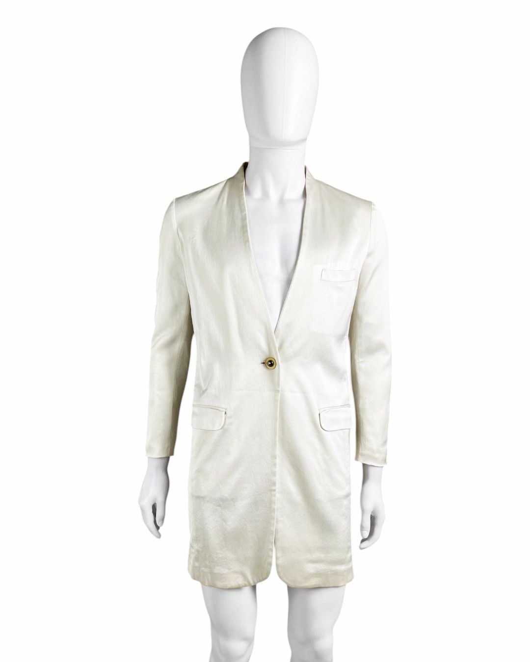 Issey Miyake S/S 2006 White One Button Long Blazer Size US M / EU 48-50 / 2 - 1 Thumbnail