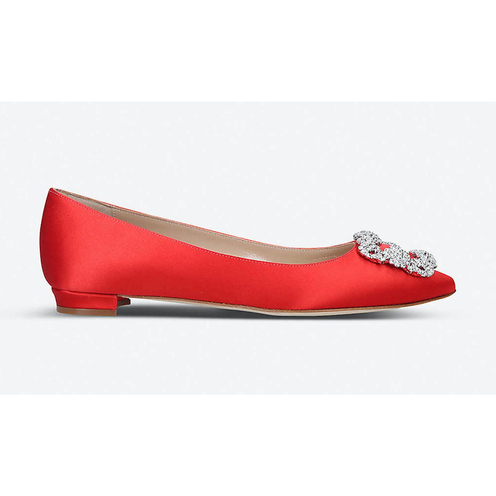 Manolo Blahnik Hangisi Satin Silver Jewel Buckle Ballerina Ballet Flat 36 Size US 6 / IT 36 - 2 Thumbnail