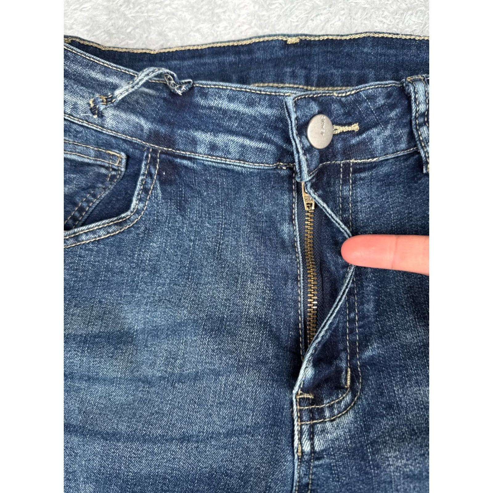 Shein VINTAGE SheIn Blue Denim Flare Jeans Womens 8 28x31 Mid Rise Distressed Cotton Blend 90s Women's Size 30" / US 8 / IT 44 - 6 Thumbnail