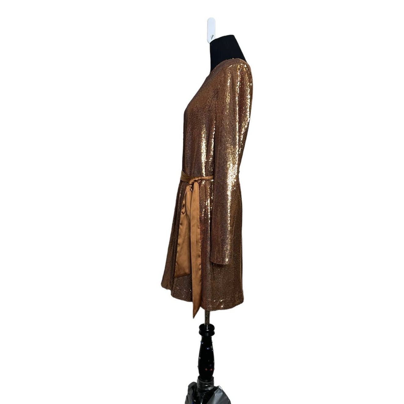 Ramy Brook Ramy Brook Hallie Gold Sequin Belted Mini Dress size S Size S / US 4 / IT 40 - 11 Thumbnail