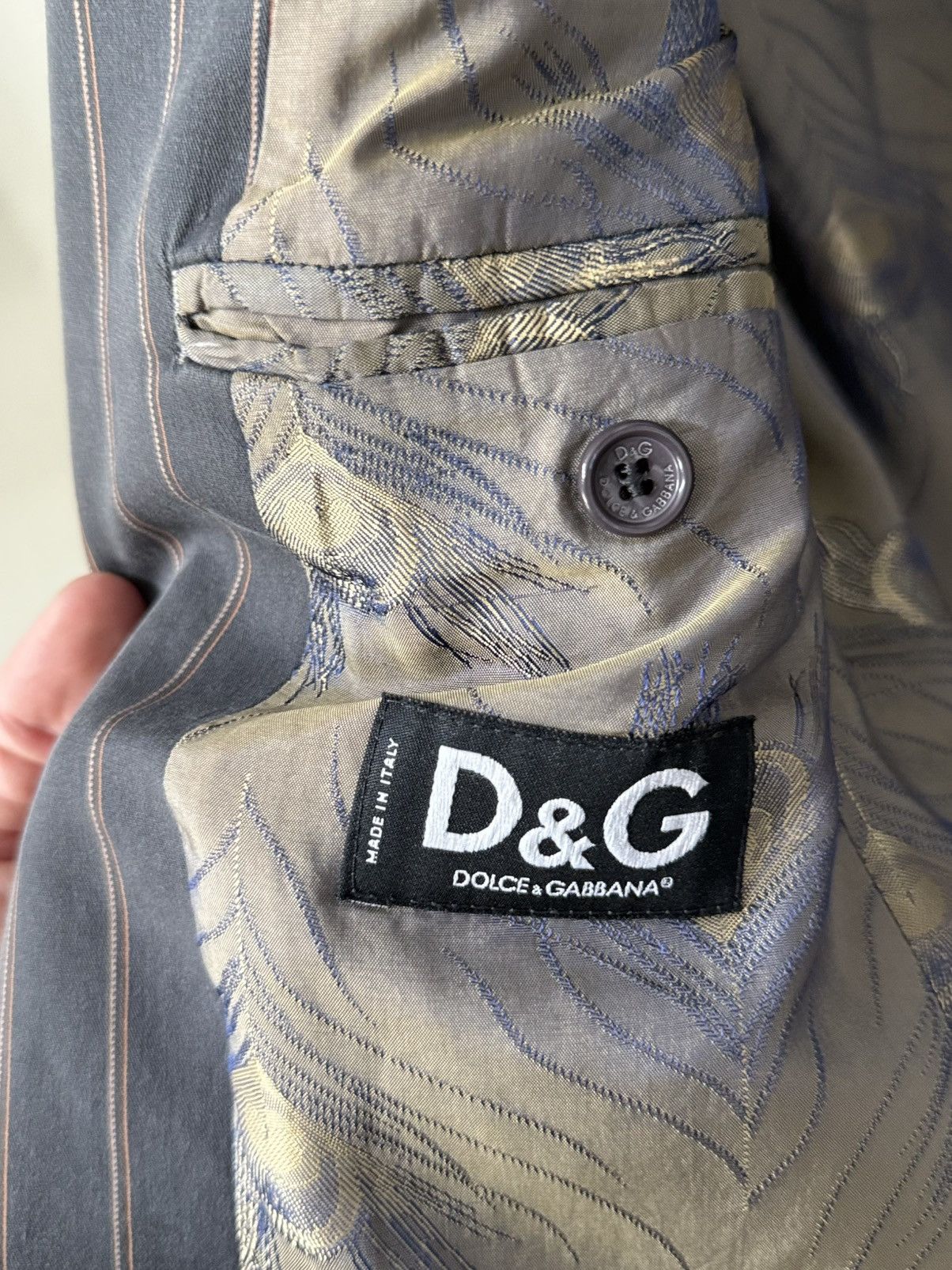 Dolce & Gabbana D&G Dolce Gabbana Pinstripe Deconstructed Blazer Y2K Archive Size 42R - 12 Thumbnail