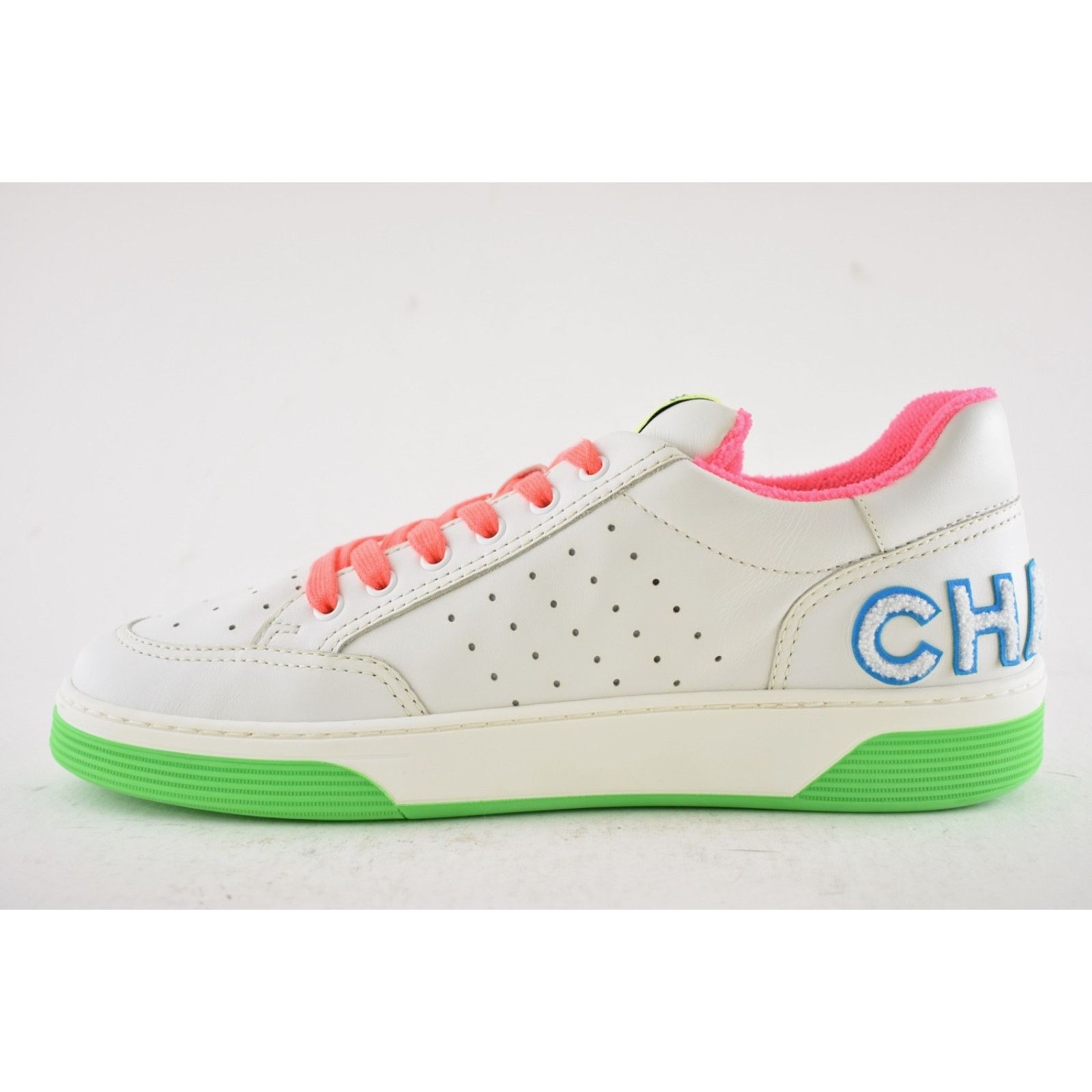 Chanel Chanel Mens 20P White Multicolor Neon CC Logo Flat Runner Size US 11 / EU 44 - 8 Thumbnail