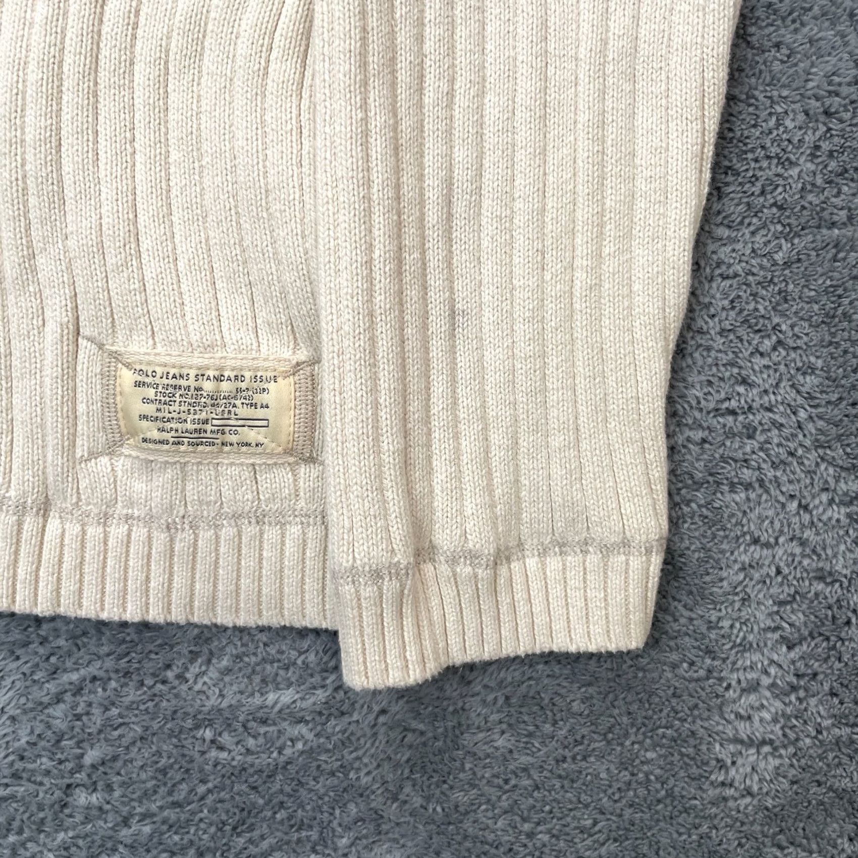 Ralph Lauren Ralph Lauren Sweater Mens XL Beige Cotton Logo Ribbed Knit Golf Pullover Crew Neck Size US XL / EU 56 / 4 - 4 Thumbnail
