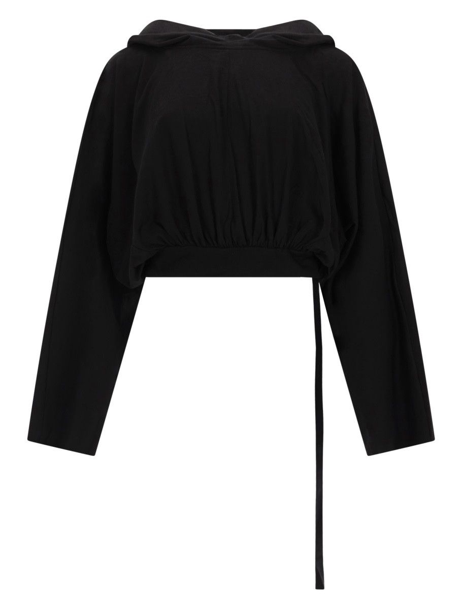 Rick Owens Drkshdw RICK OWENS DRKSHDW "CROPPED" HOODED T-SHIRT - BLACK Size ONE SIZE - 1 Thumbnail