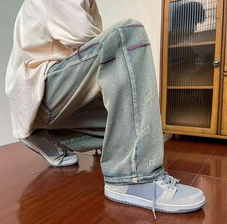 Japanese Brand × Jean Retro Washed Designer Loose Straight Leg Jeans Size US 32 / EU 48 - 5 Thumbnail