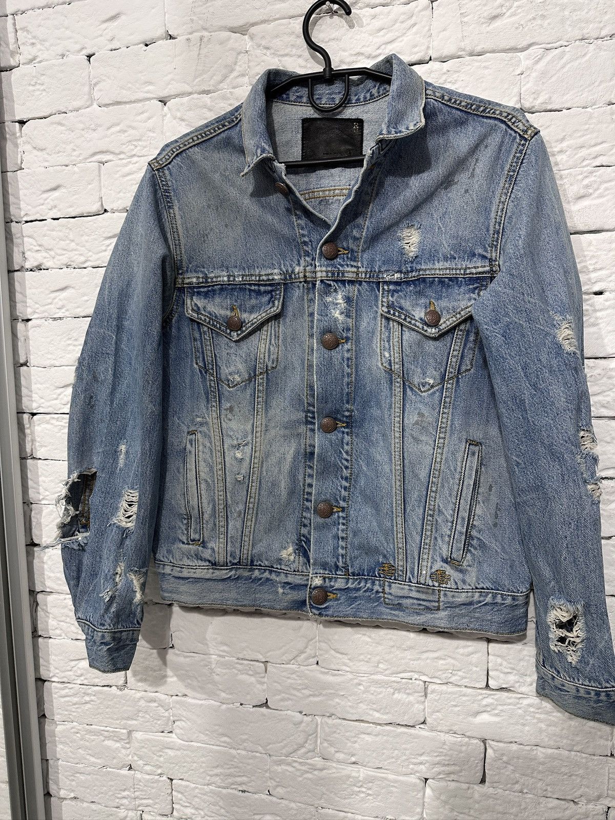 R13 R13 Sky Trucker Distressed Denim Holly Wash Women’s XS Size XS / US 0-2 / IT 36-38 - 5 Thumbnail