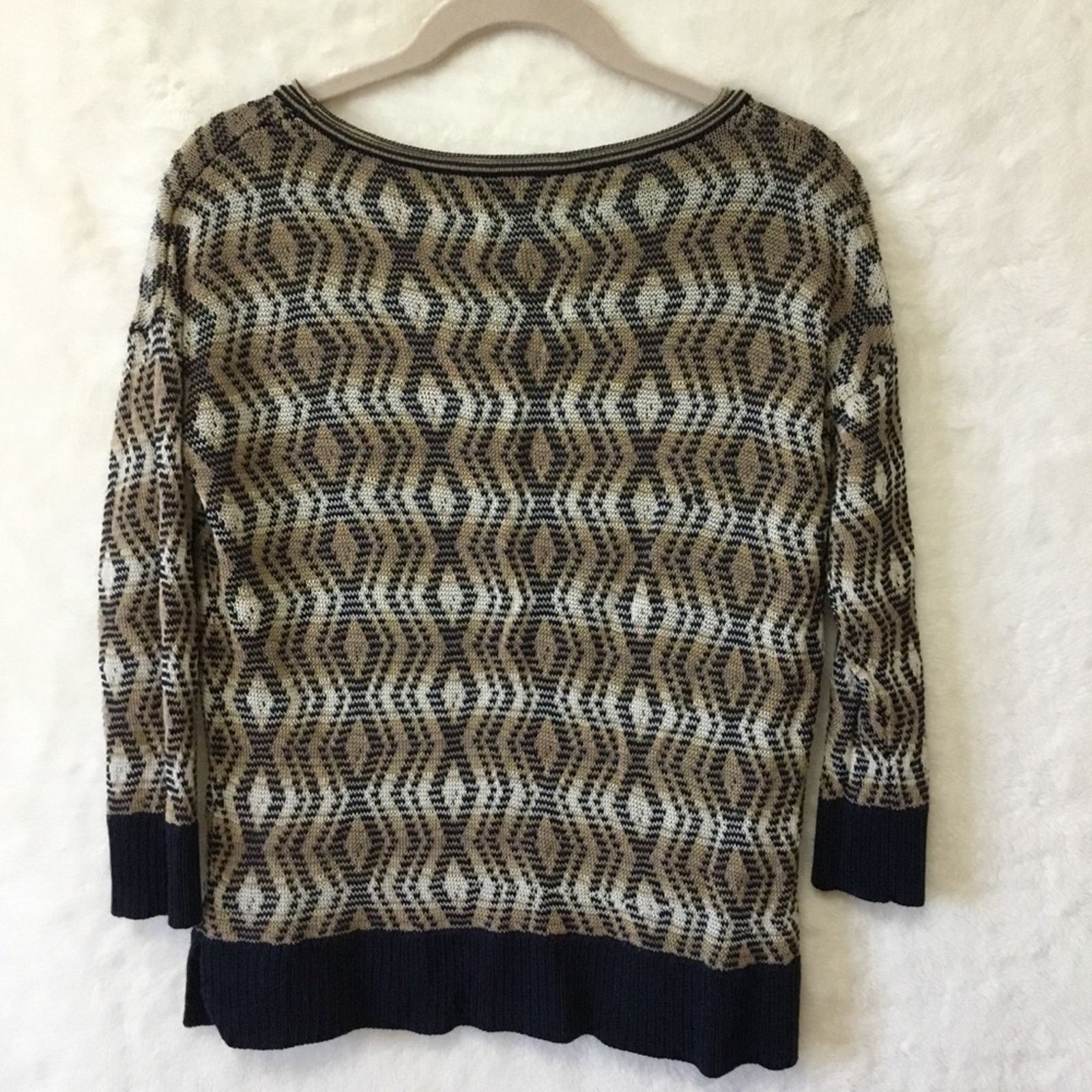 Club Monaco Club Monaco Brown Diamond-Patterned Knit Top Size S / US 4 / IT 40 - 6 Thumbnail