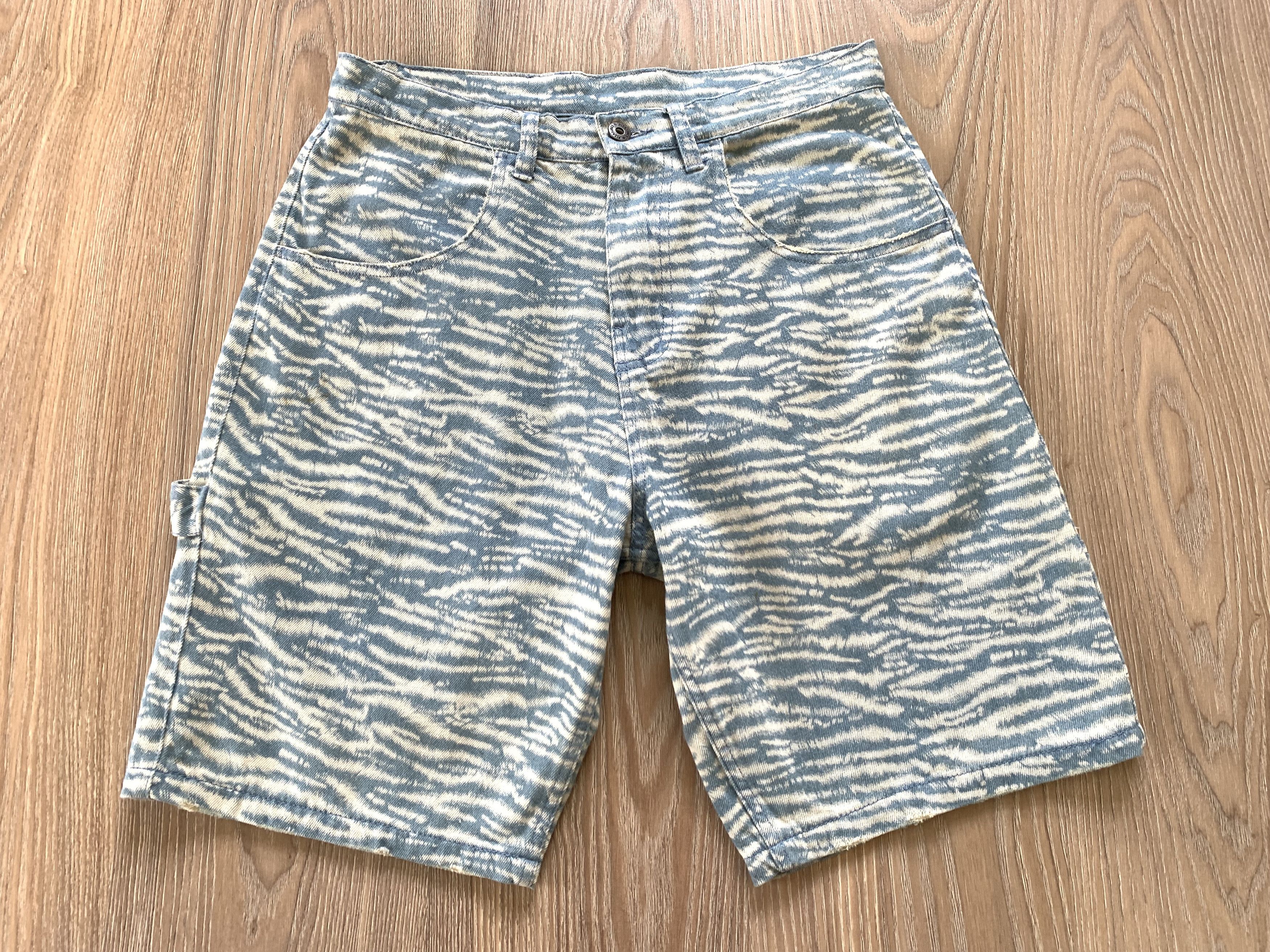 Designer × Pleasures Pleasures Tie Dye Light Blue Denim Shorts Size US 30 / EU 46 - 2 Thumbnail