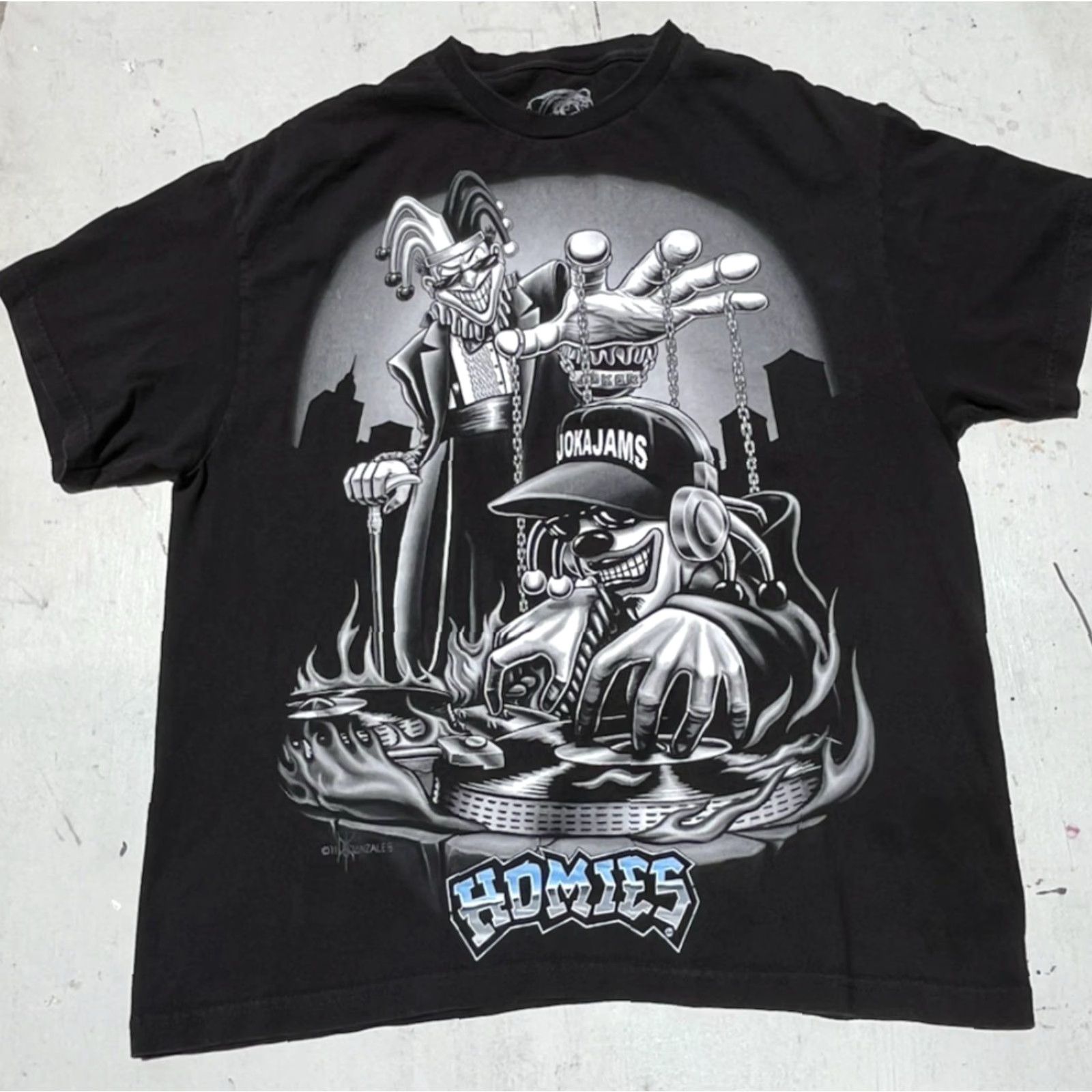 Vintage Men's Homies T-Shirt XL Black Cartoon Art Street Spray Paint Jester Little Hood Size US XL / EU 56 / 4 - 2 Thumbnail