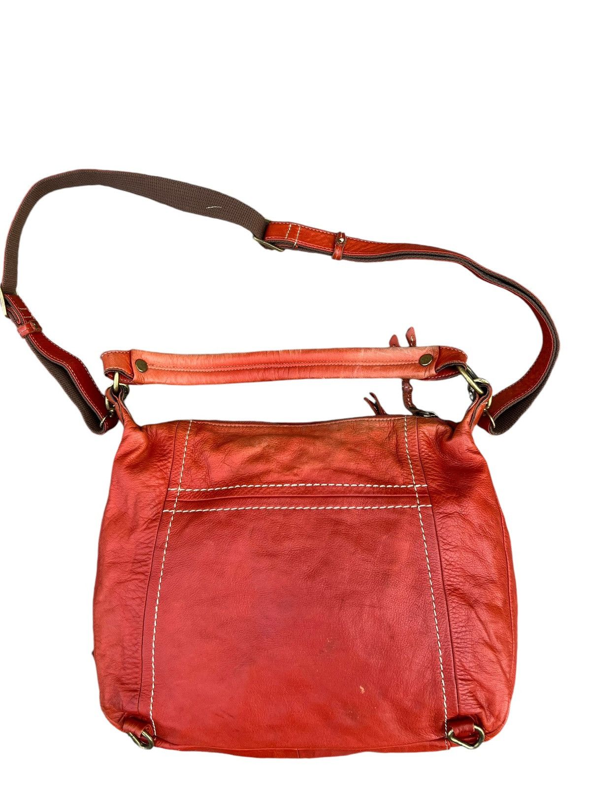 Leather Kissora Japan Sun Faded Patina Leather 2 Way Sling Bag Size ONE SIZE - 9 Thumbnail