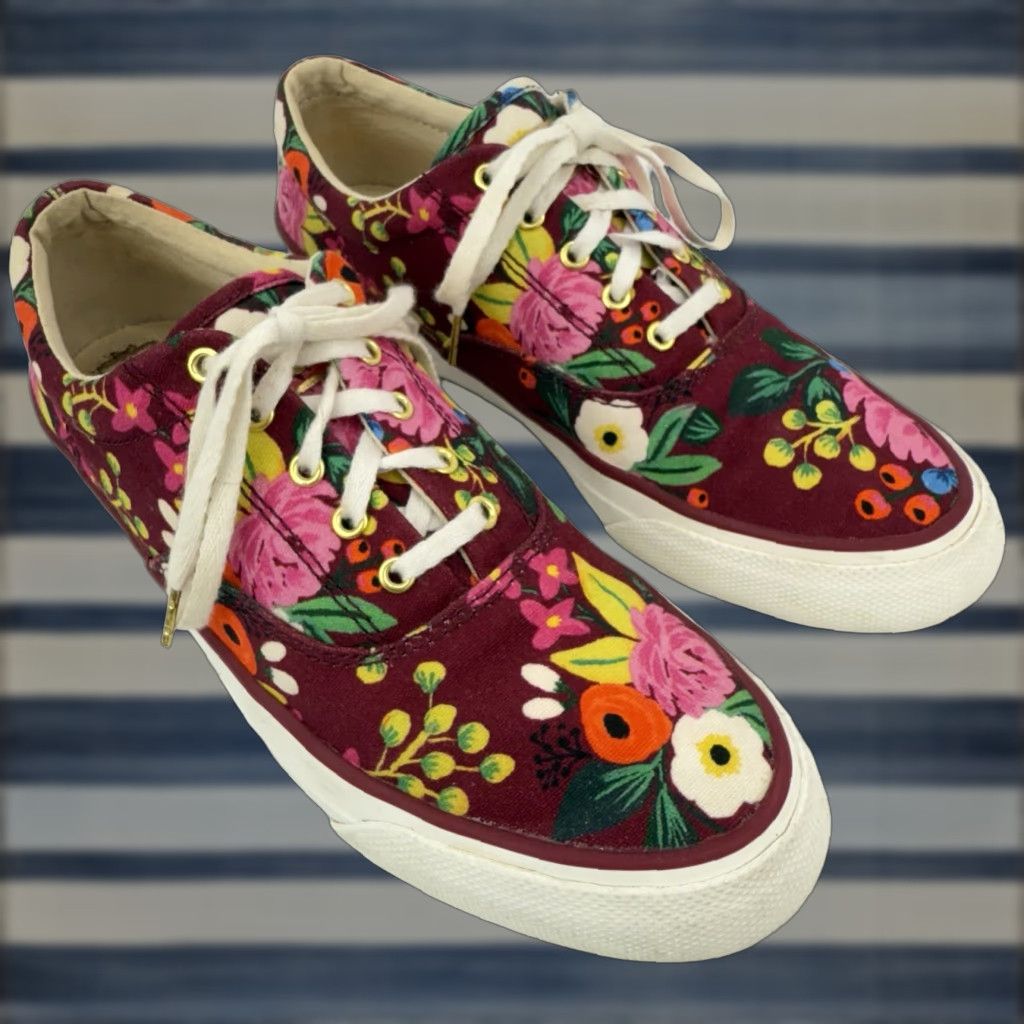 Keds x Rifle Paper Co. Vintage Floral Sneakers Women’s Size 6.5 Red Anchor Boho Style