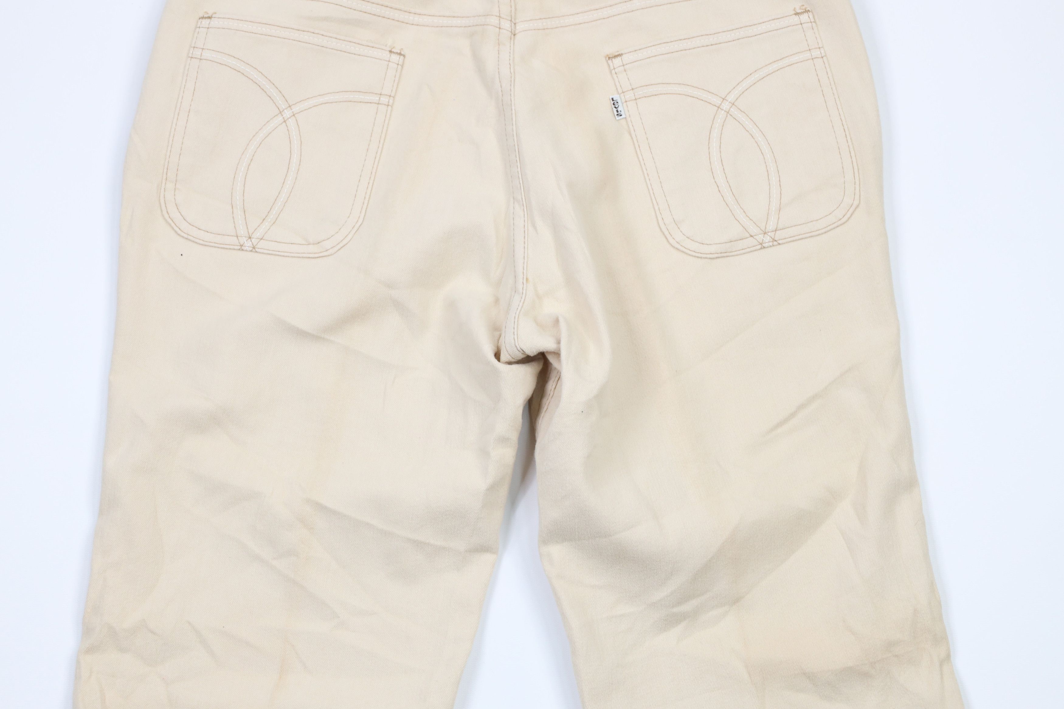 Levi's × Vintage Vintage 70s Levis Wide Leg Bell Bottoms Jeans Cream USA Size US 34 / EU 50 - 13 Thumbnail