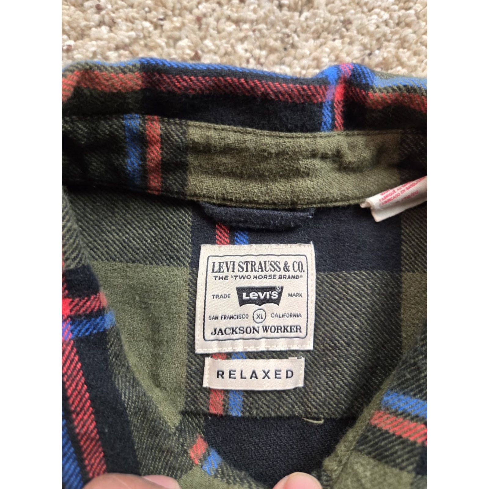 Levi's Levi's Jackson Worker Flannel Shirt XL Green Plaid Long Sleeve Relaxed Fit Mens Button-Up | Cotton Flannel | Vintage: No Size US XL / EU 56 / 4 - 5 Thumbnail