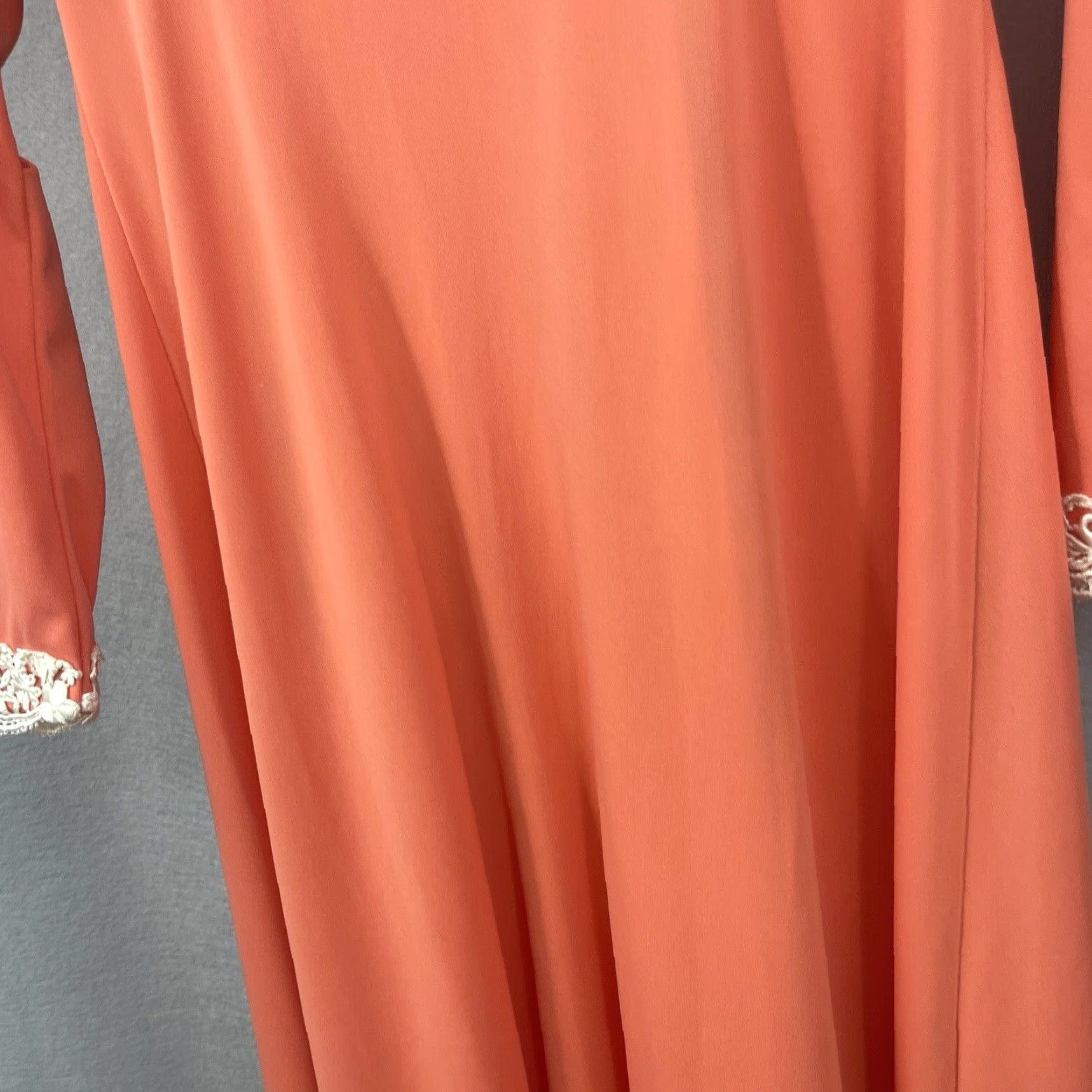 Vintage VINTAGE 70s Maxi Dress Lace Trim Orange Coquette Womens 9 Cottagecore READ Size M / US 6-8 / IT 42-44 - 6 Thumbnail