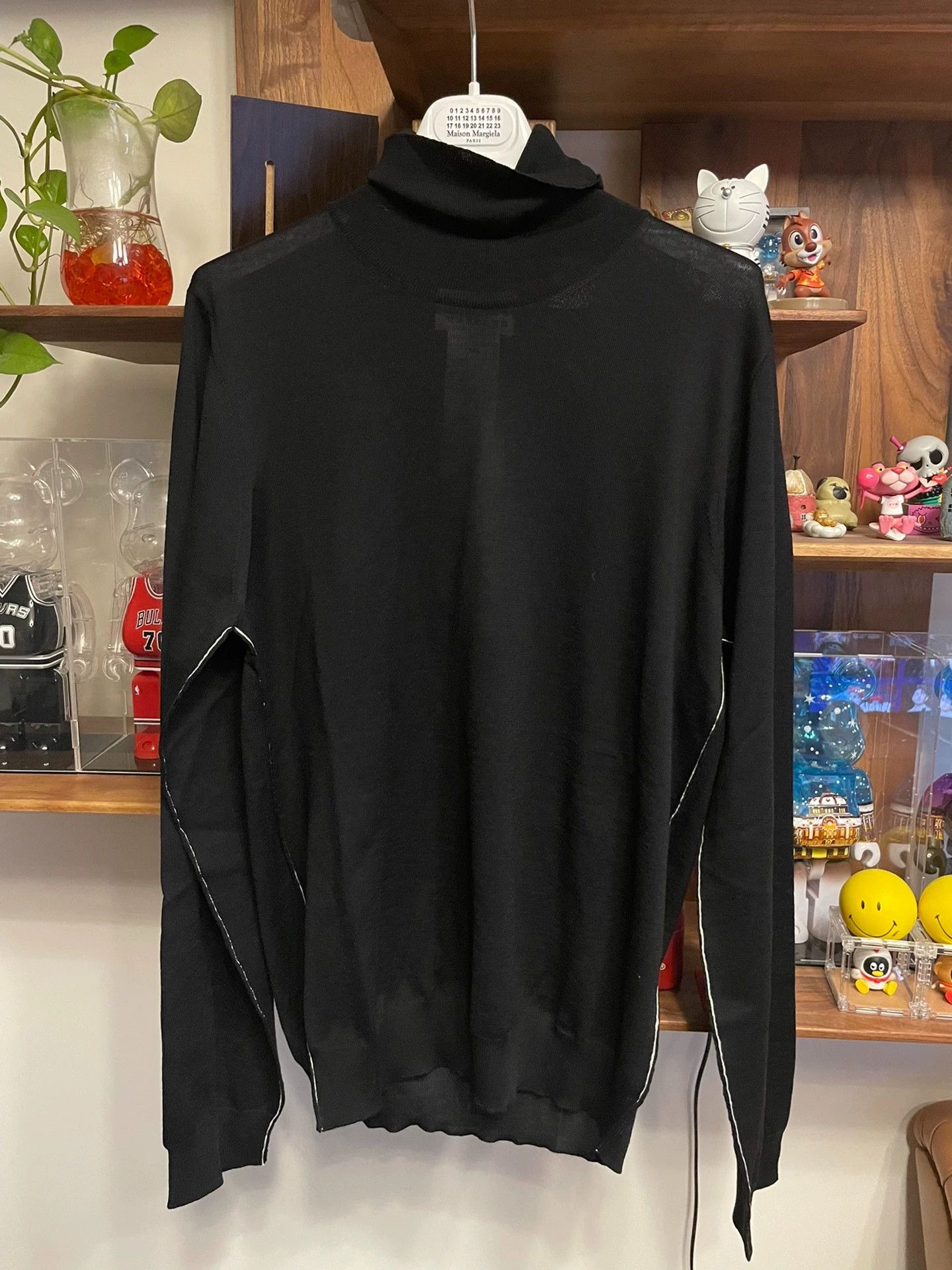 Maison Margiela Maison Margiela New Black Topstitched Wool T-neck Sweater XL Size US XL / EU 56 / 4 - 1 Thumbnail