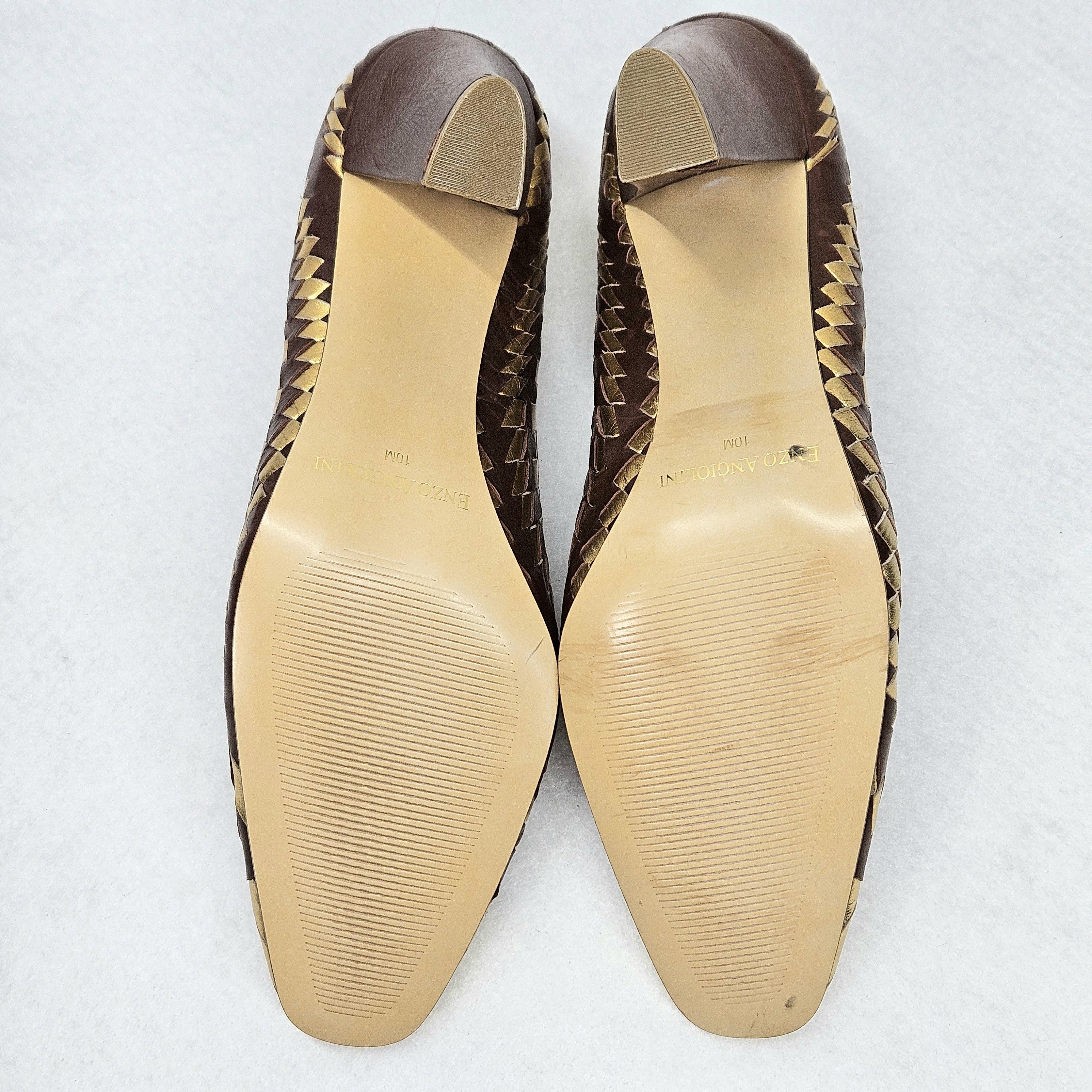 Other Enzo Angiolini Size 10 NEW Pumps Woven Gold Brown Leather Size US 10 / IT 40 - 9 Thumbnail
