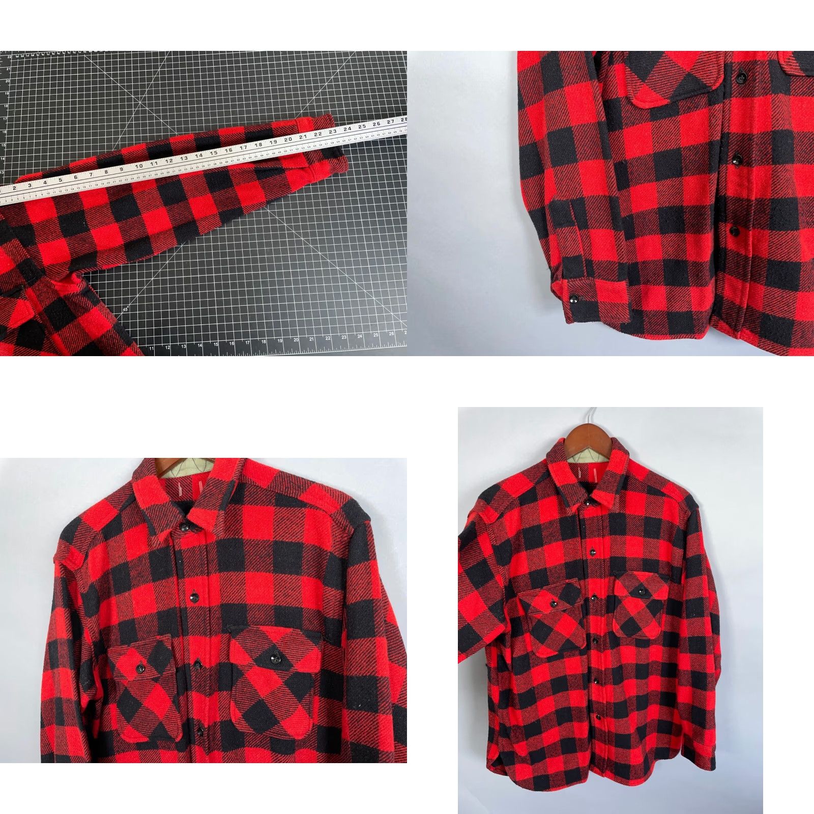 Vintage Vintage Wool Buffalo Plaid Flannel Shirt Adult Large Red and Black 70s 80s Grunge Workwear Men Size US L / EU 52-54 / 3 - 8 Thumbnail
