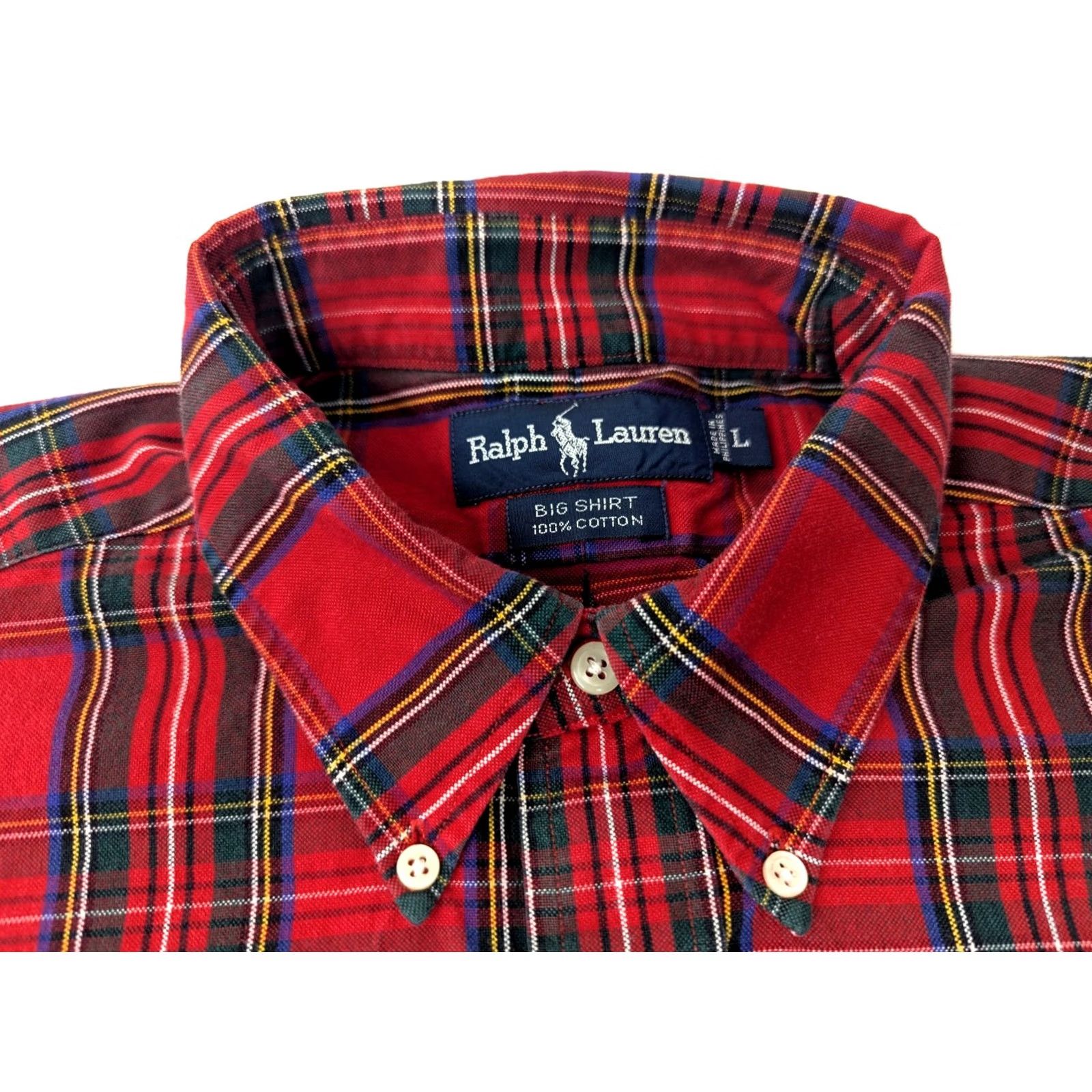 Polo Ralph Lauren Polo Ralph Lauren Button-Up Shirt Men L Red Plaid Big Shirt Vintage Ralph Lauren Cotton Flannel Size US L / EU 52-54 / 3 - 4 Thumbnail
