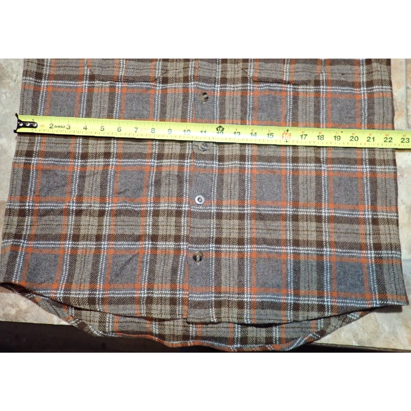 Vintage VINTAGE J. Peterman Adult Medium Wool Flannel Shirt Brown Gray Orange Plaid Button Down Long Sleeve Casual Mens Size US M / EU 48-50 / 2 - 7 Thumbnail