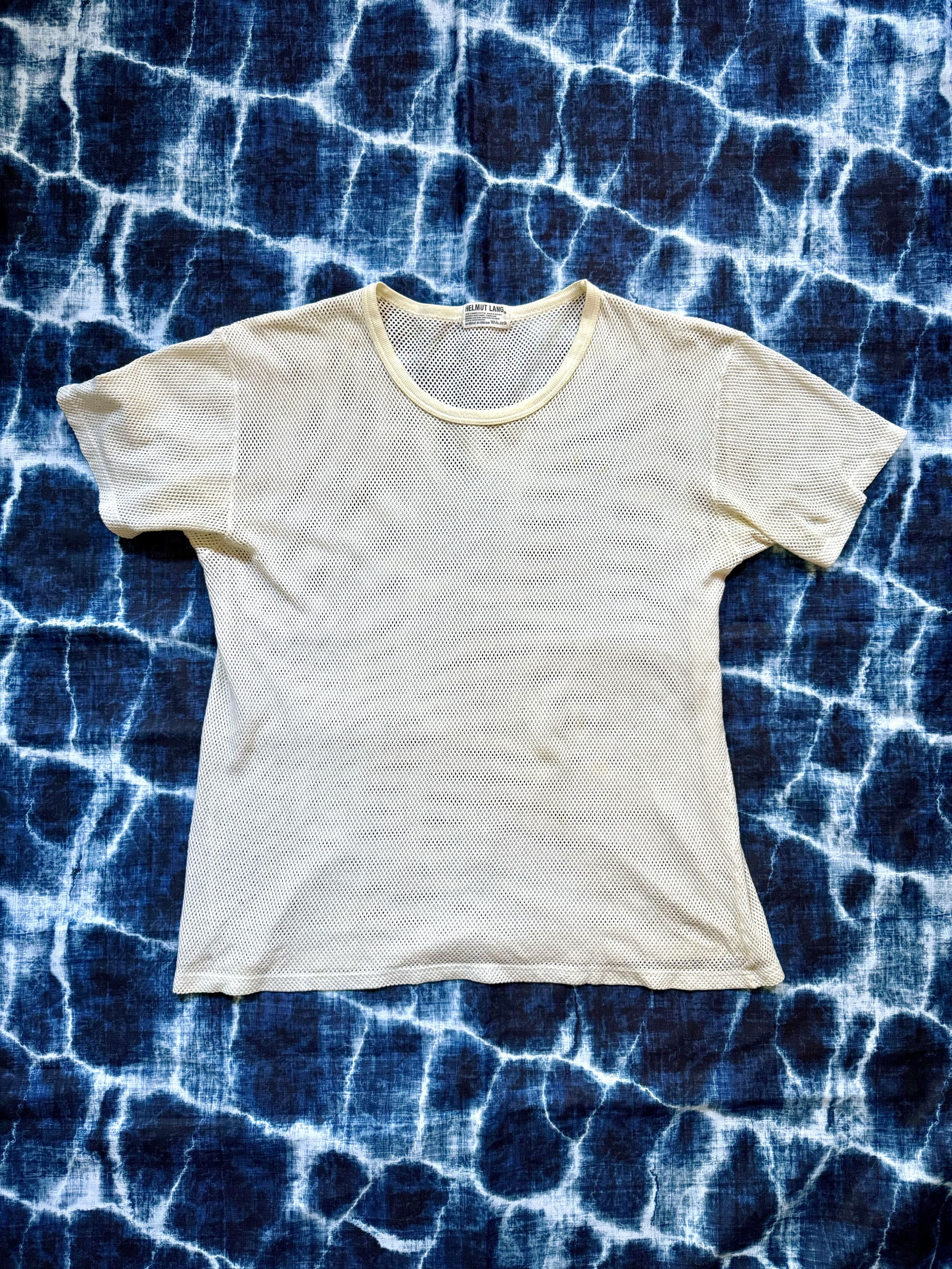 Image of Helmut Lang White Mesh Tee Small, Men's