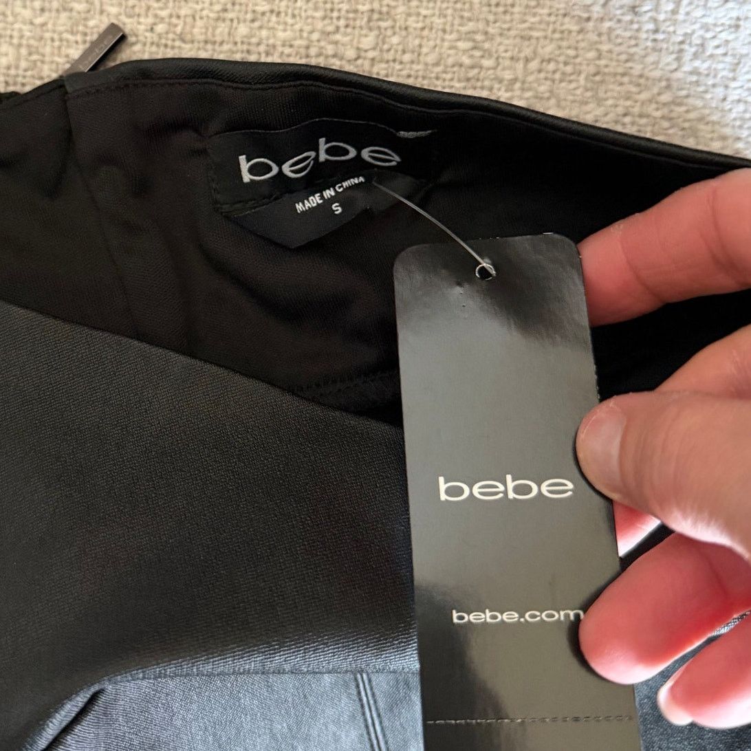 Bebe Bebe Black Faux Leather Front Slit Belted Leggings Pants S Size 27" / US 4 / IT 40 - 5 Thumbnail