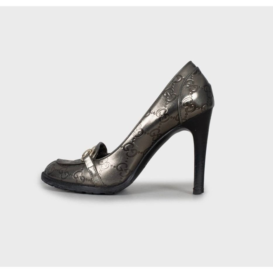 Gucci Gucci Silver Embossed Leather Wedge Sandals Sz.35 Size US 5 / IT 35 - 1 Thumbnail