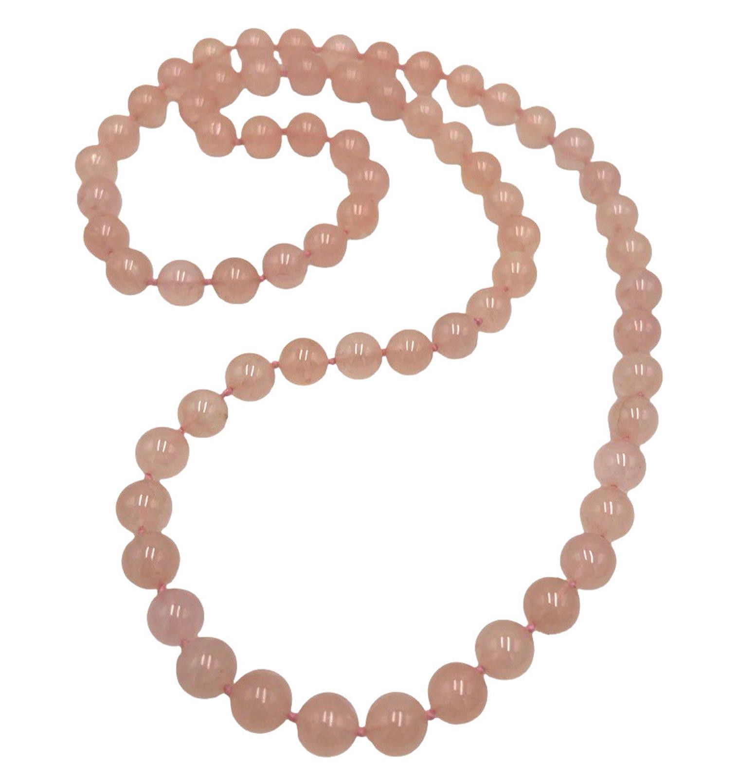 Other Chinese Export Rose Quartz Hand Knotted 10mm Beaded Necklace Size ONE SIZE - 1 Thumbnail