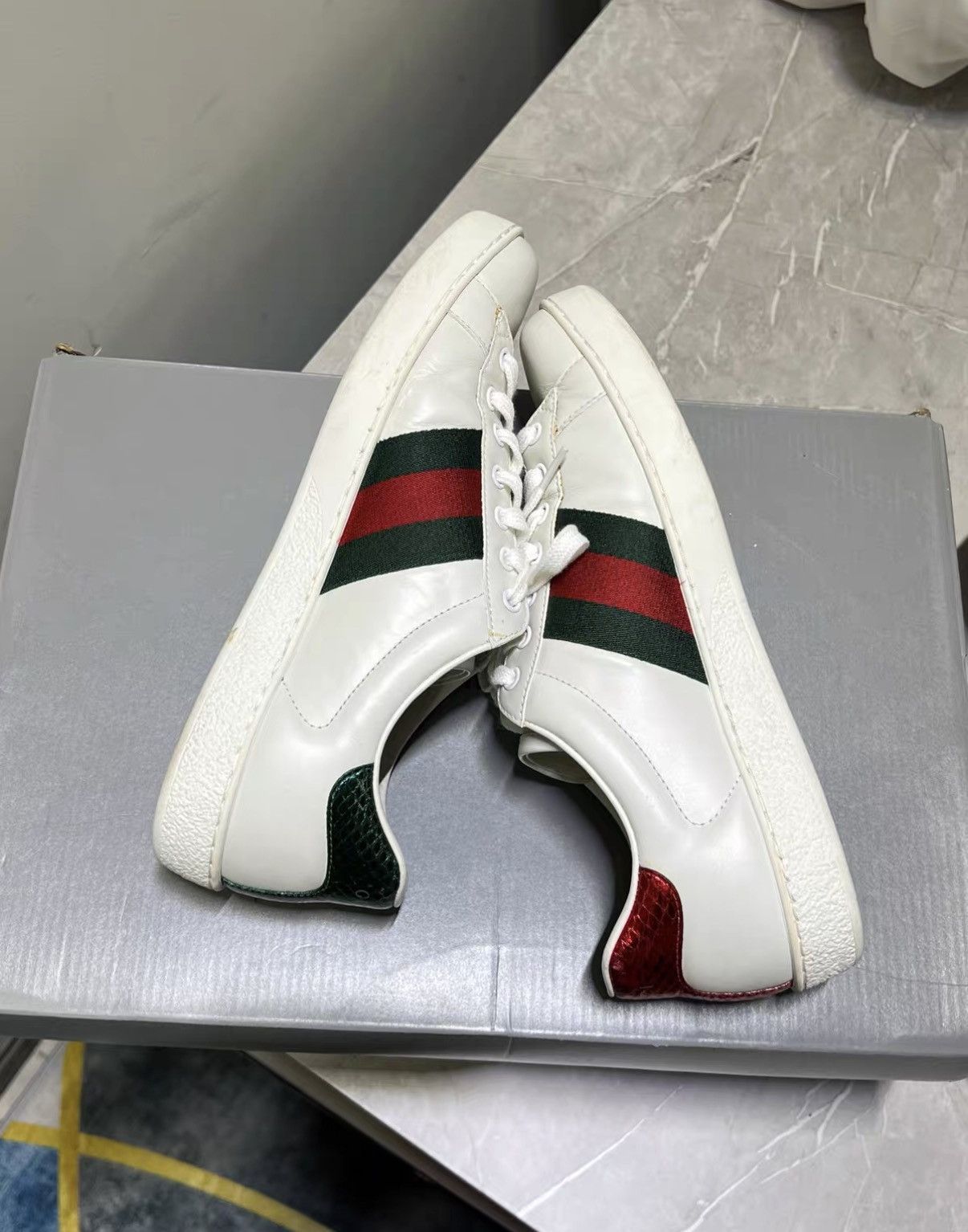 Gucci Gucci Ace White Green Bee Sneakers J42 Size US 8 / EU 41 - 4 Thumbnail